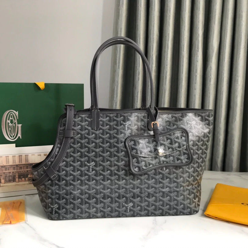 Gray Black Canvas Calfskin Trim Bag