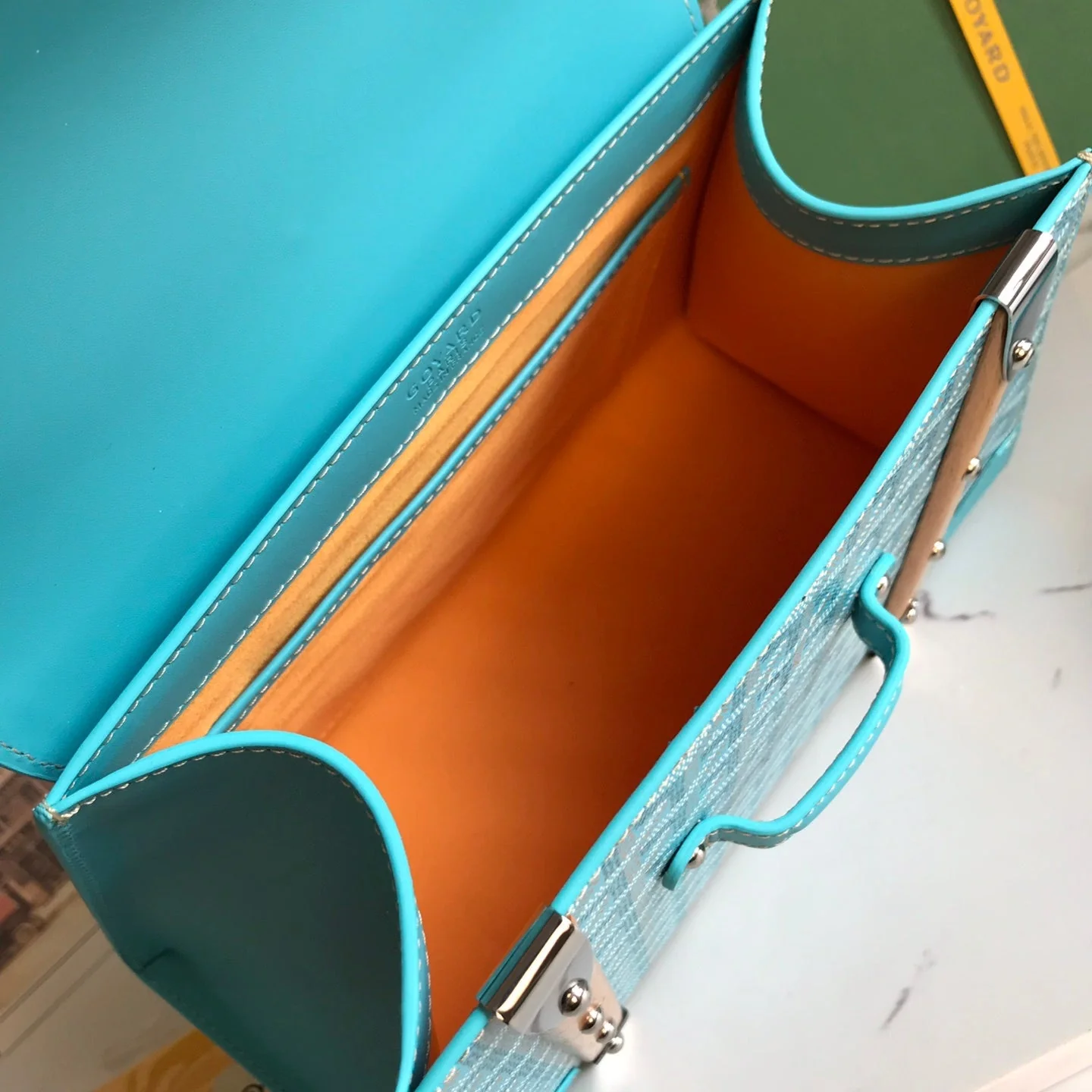 Bag 28 In Light Blue Canvas And Calfskin