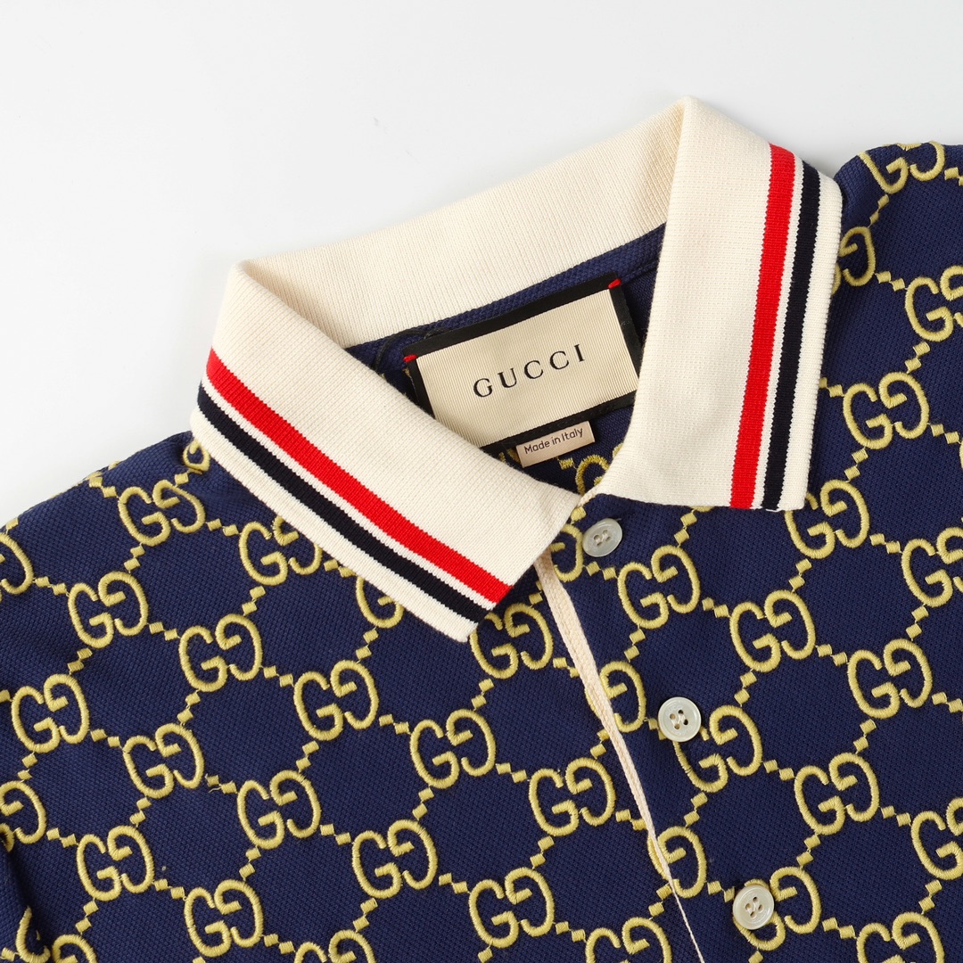 Gold Embroidered POLO Short-Sleeved T-shirt