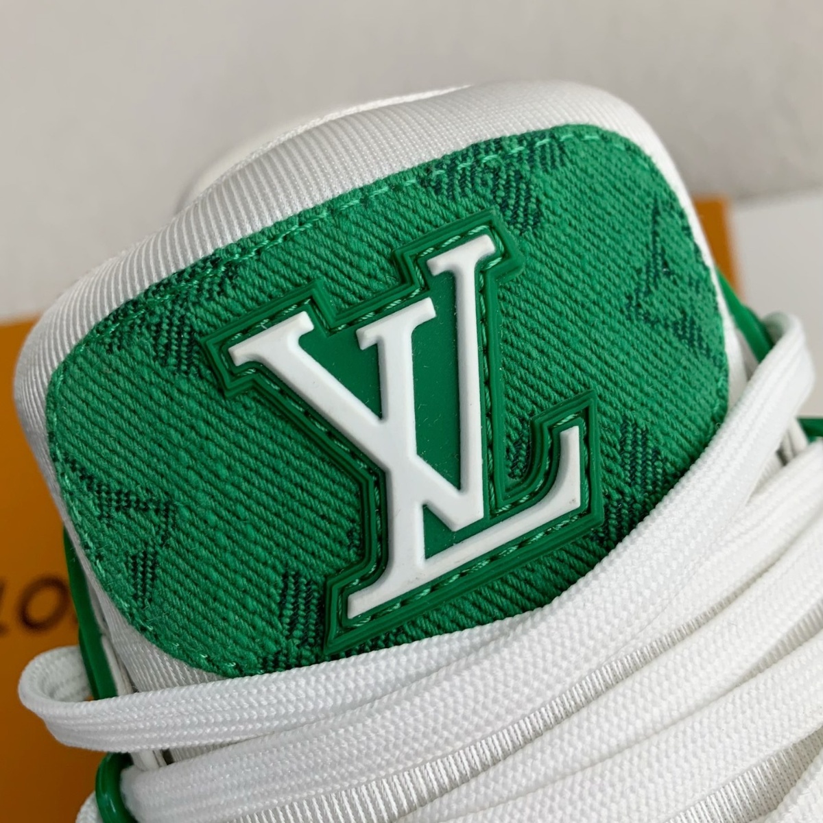 Green Monogram Denim White Sneakers