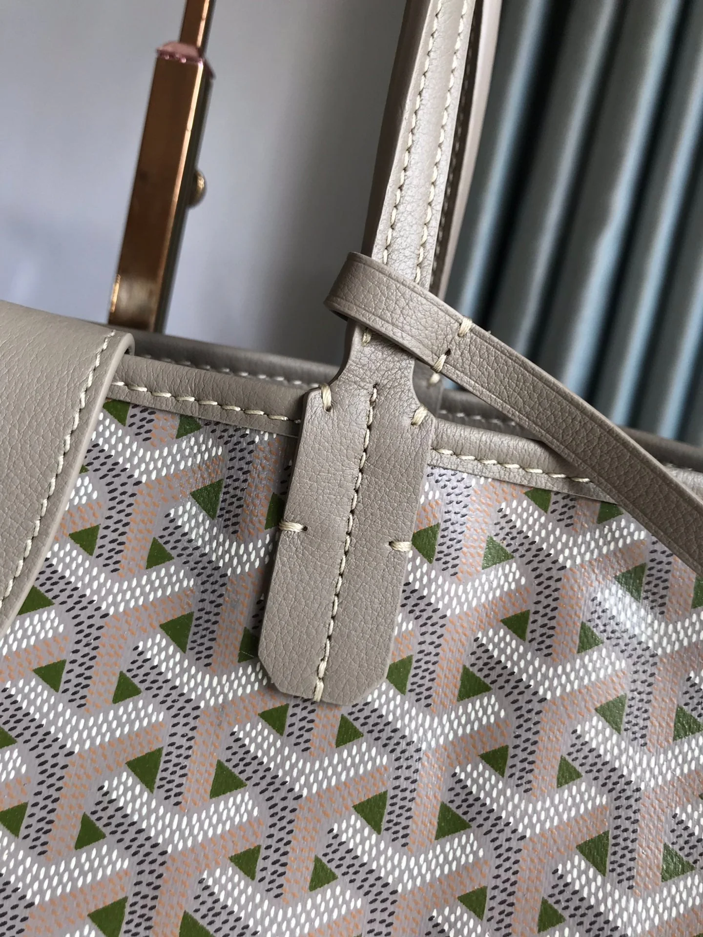 Grey and Green Canvas Bag