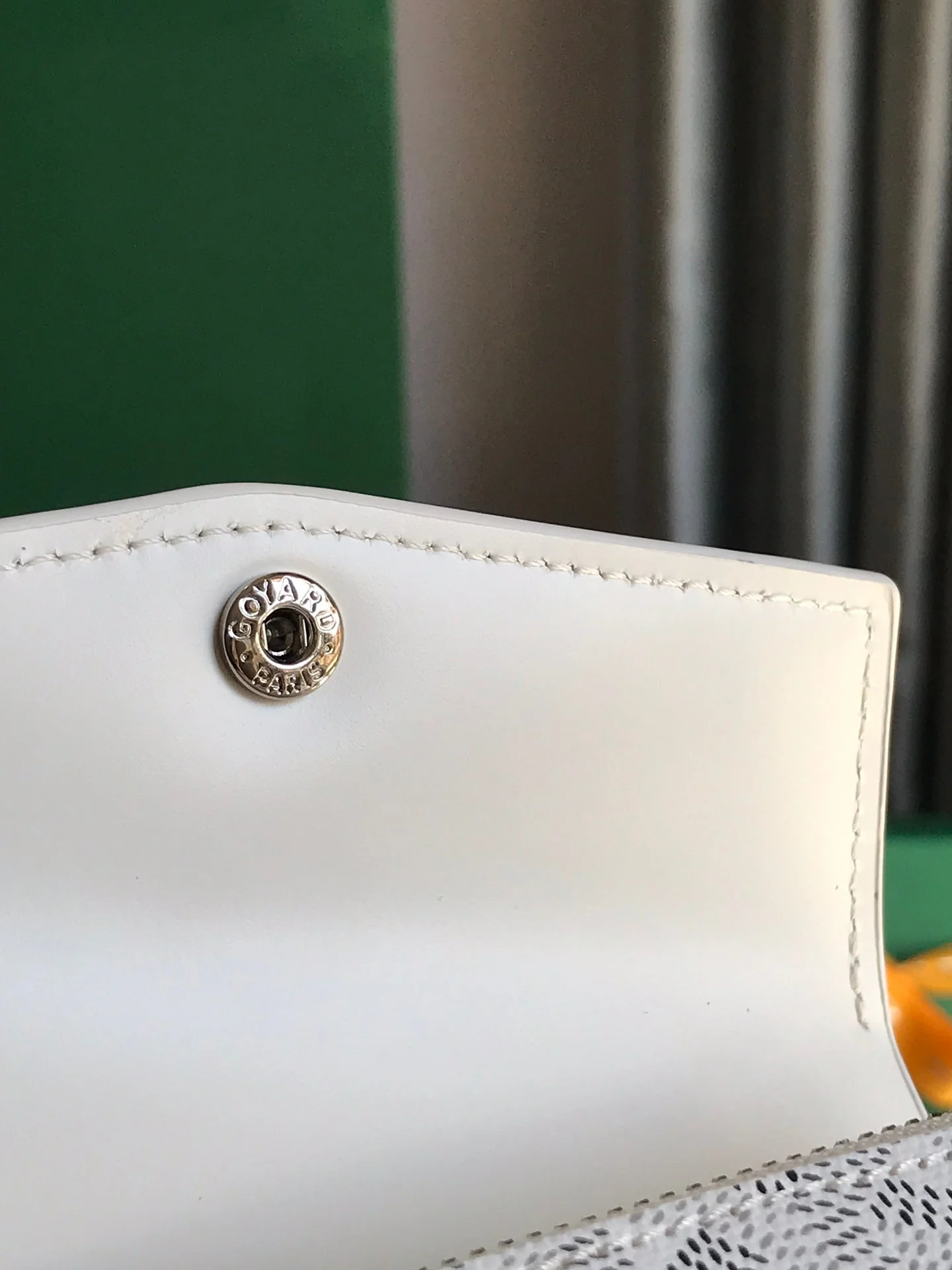 White Calfskin Canvas Card Holder