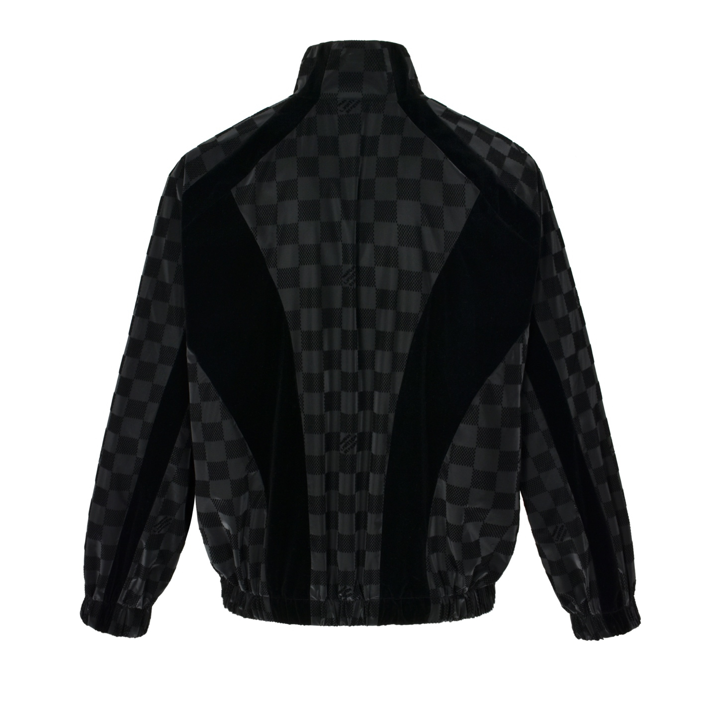 Checkerboard lettering flocked jacket