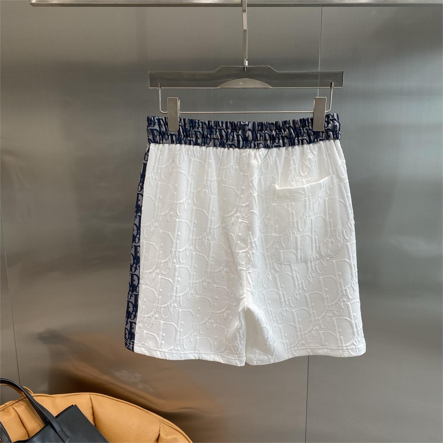 Blue and white colorblock shorts