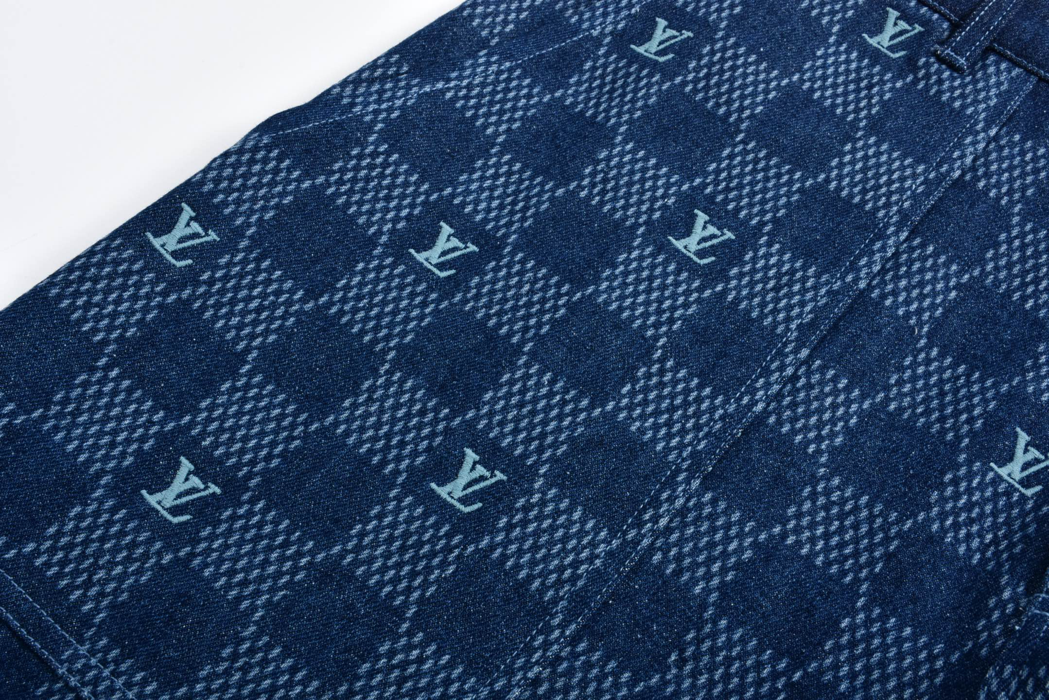 Denim Patchwork Plaid Shorts