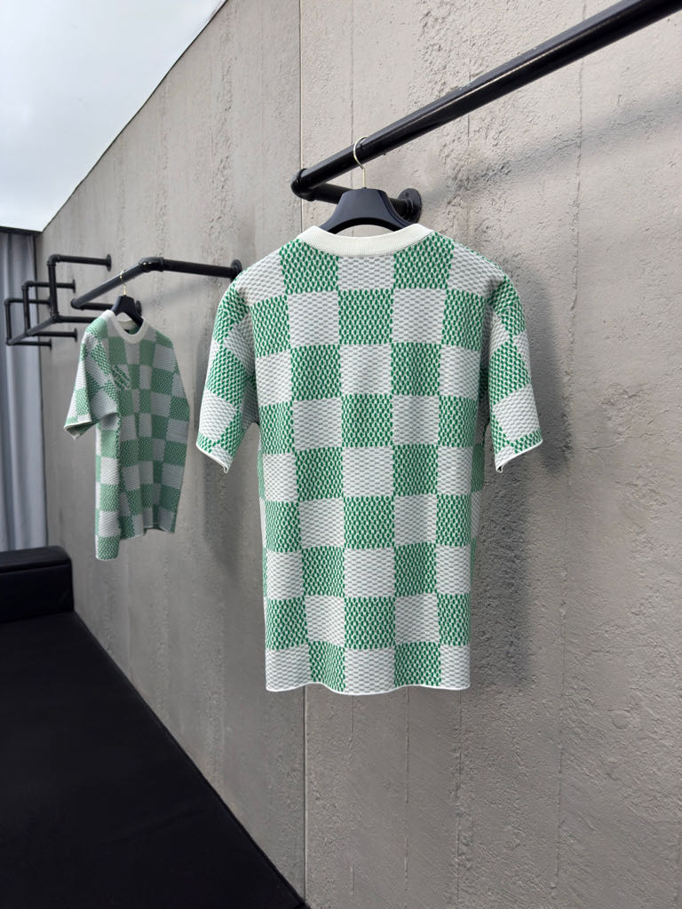 Plaid wool short sleeves