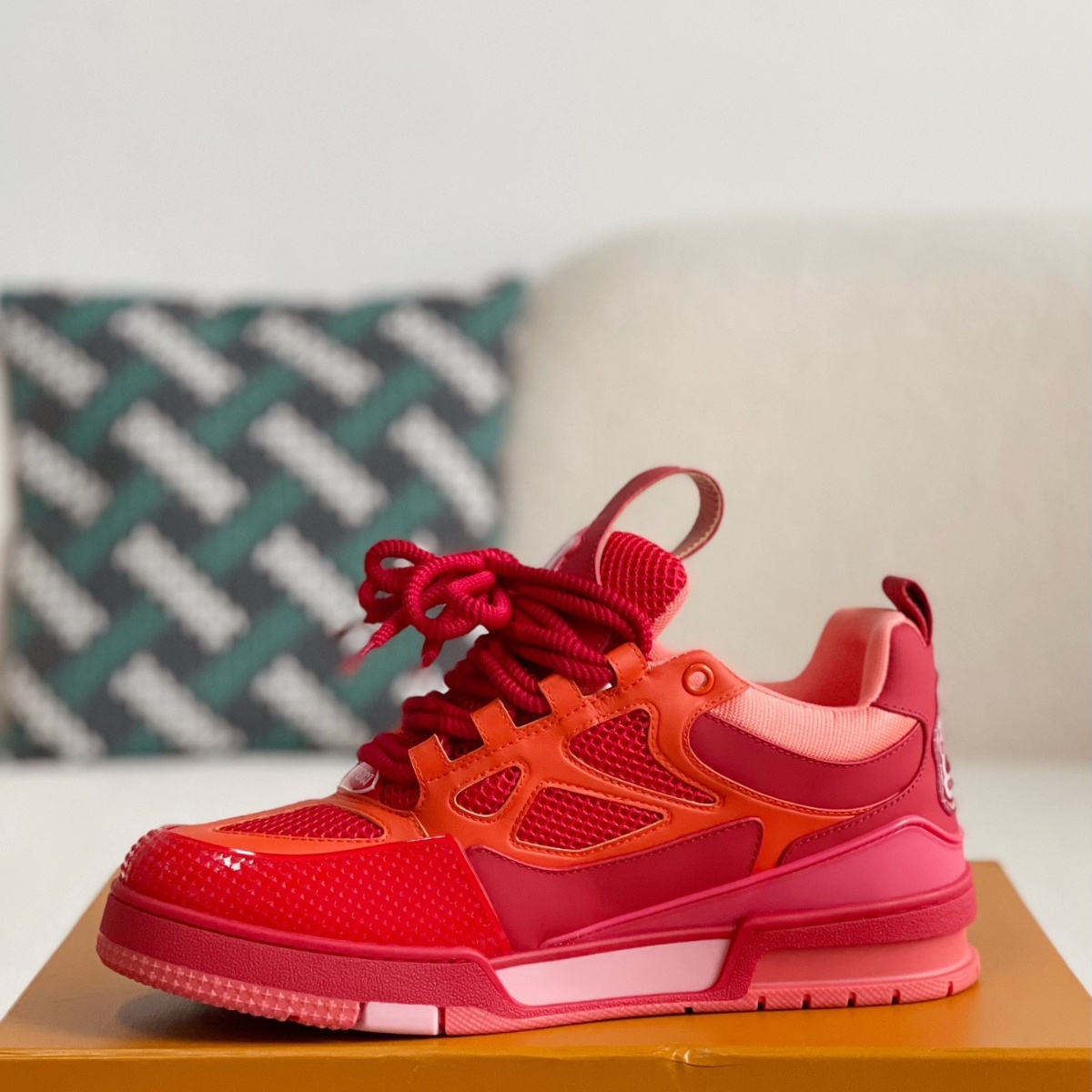 Red Two-Tone 'Skate' Sneakers