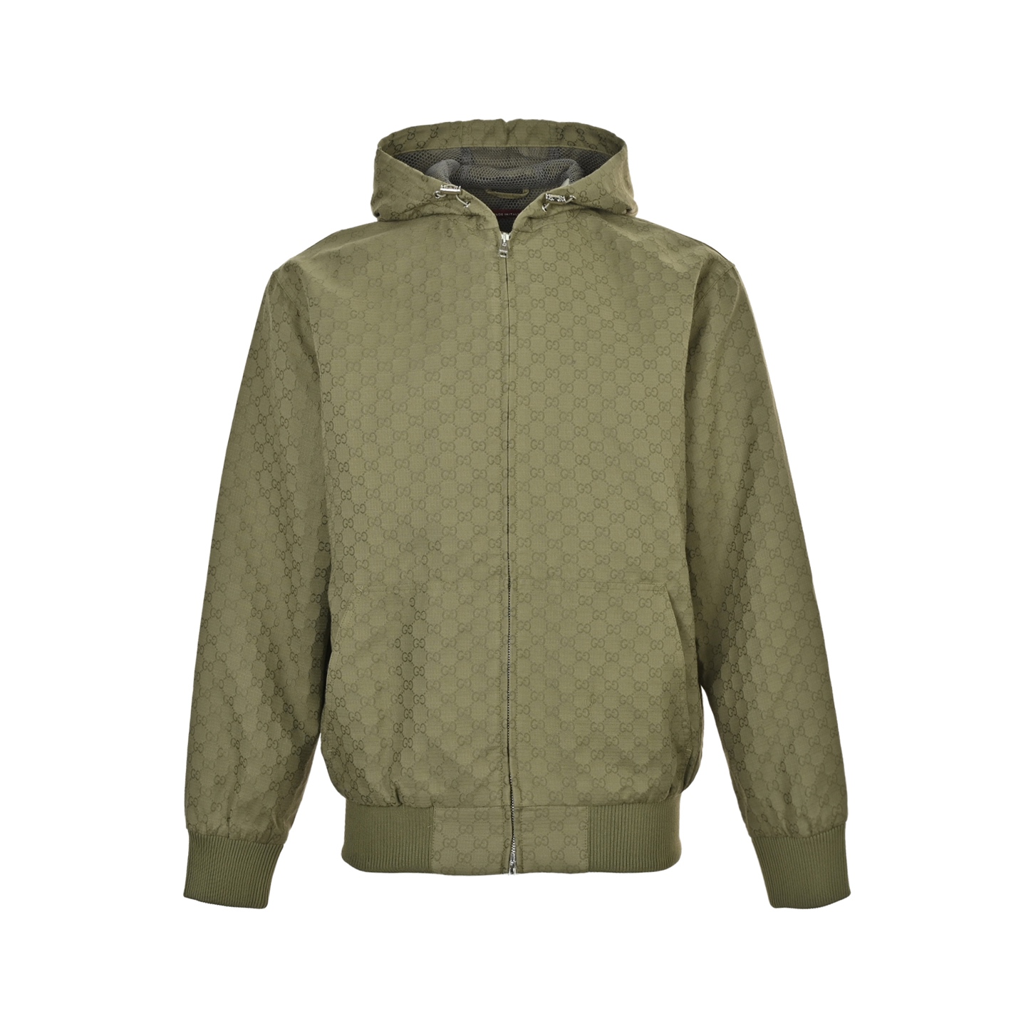 GG All-Over Print Fine Check Hooded Zip-Up Jacket