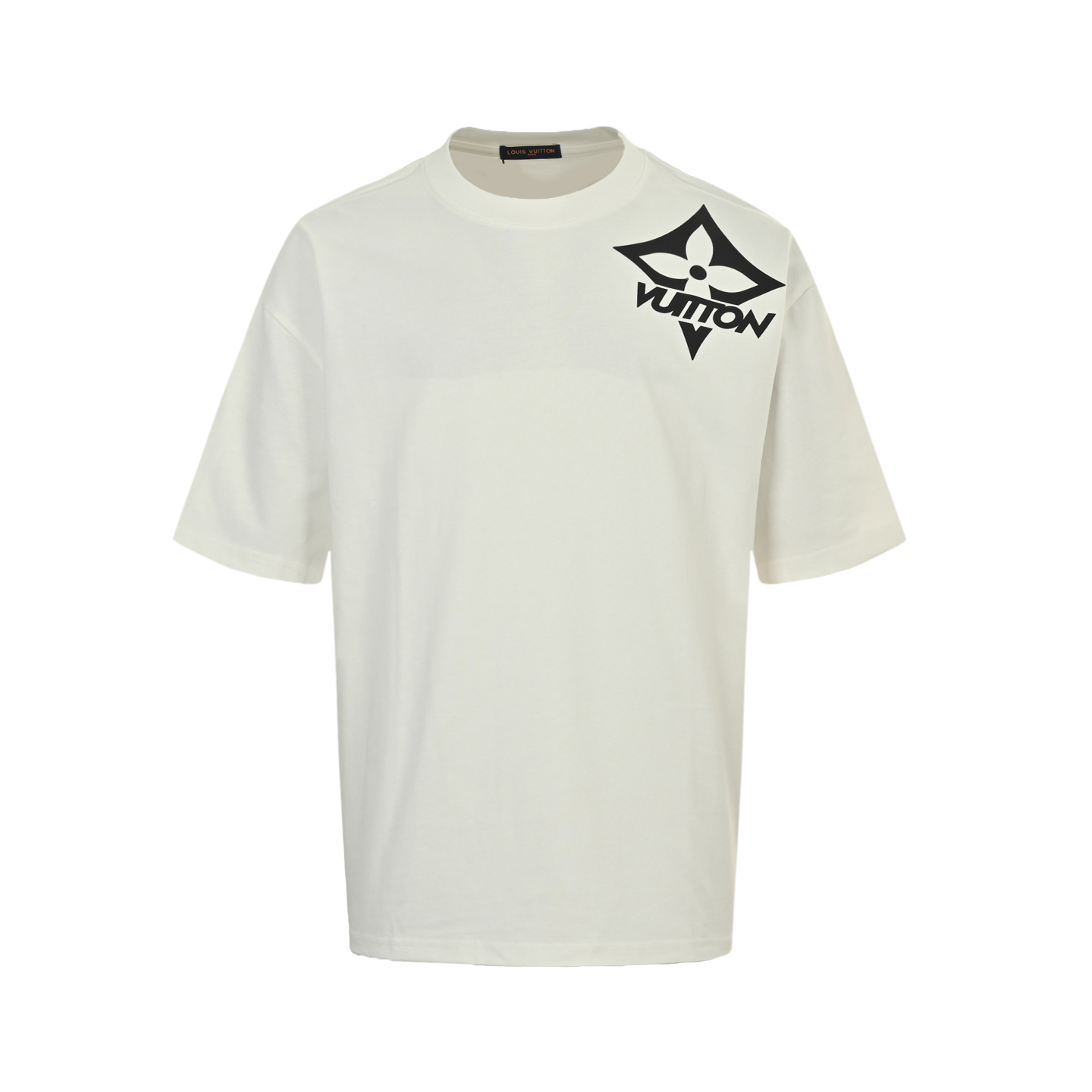 Shoulder cross-stitched short-sleeved T-shirt