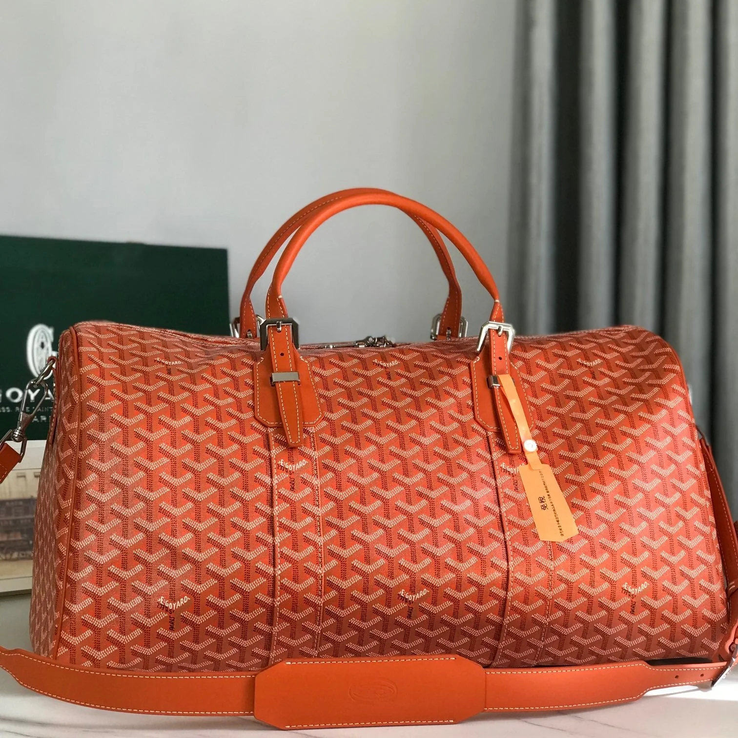 50 BAG IN ORANGE CANVAS AND CALFSKIN TRIM