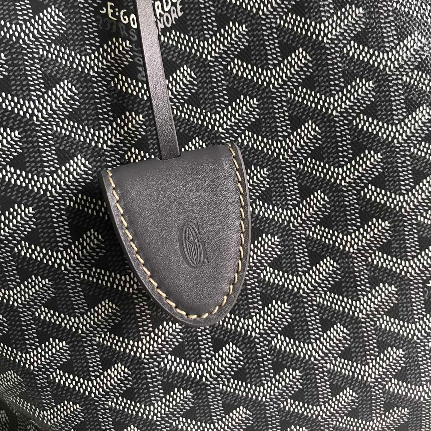 Grey Canvas And Calfskin Trim Bag