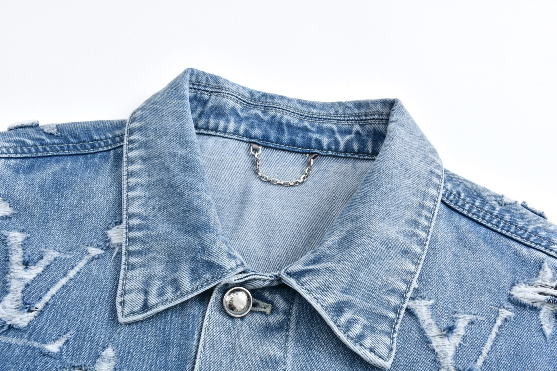 Denim Jacket Blue Embroidery Slim Fit
