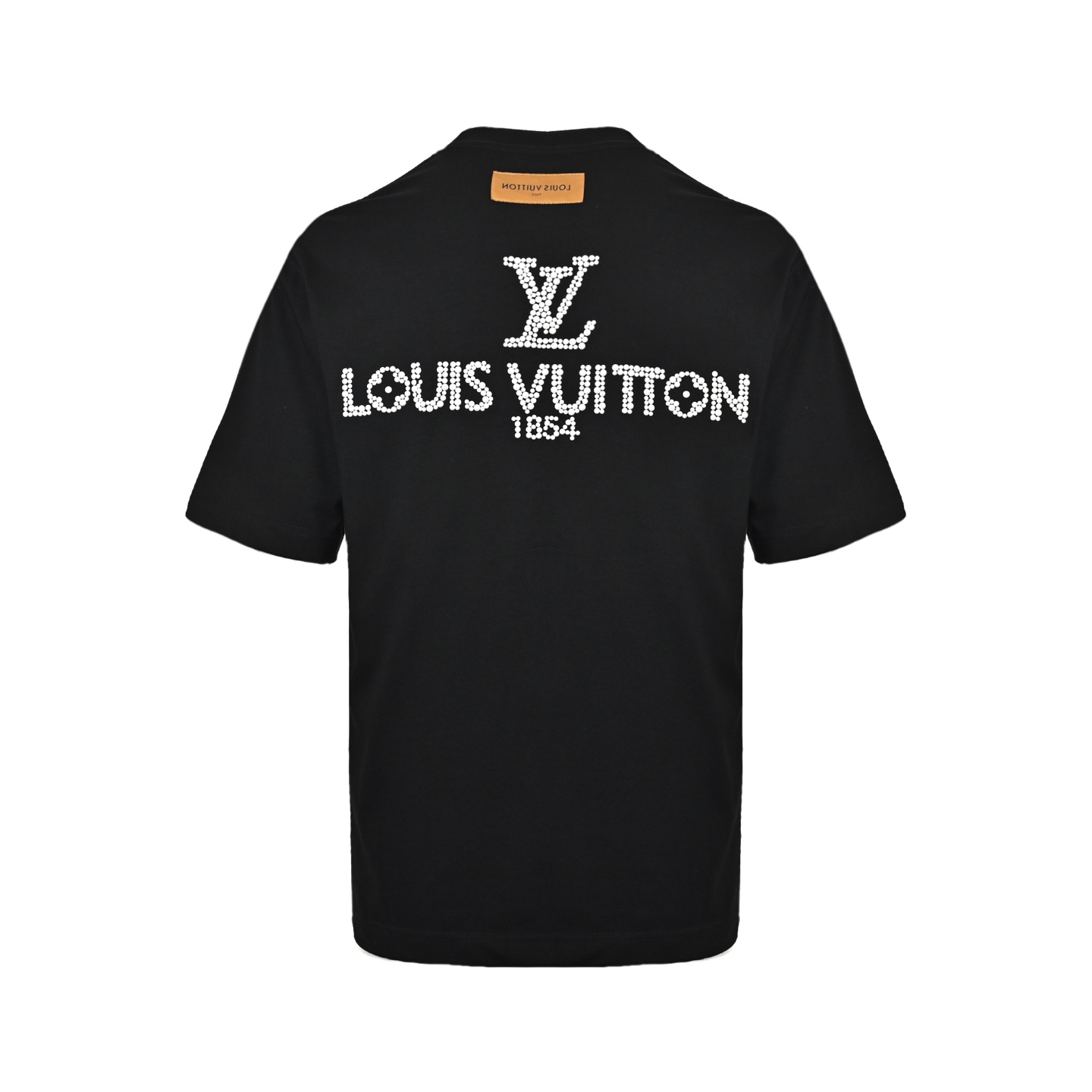 Pearl hot diamond lettering short-sleeved T-shirt