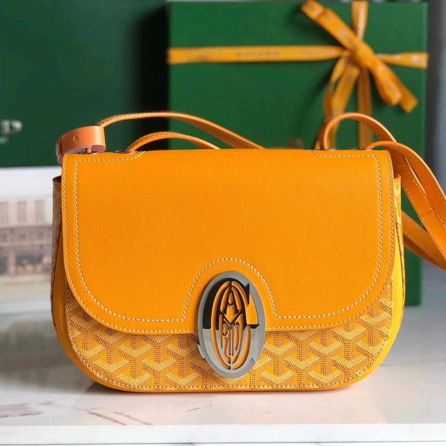 Yellow Calfskin Canvas Bag