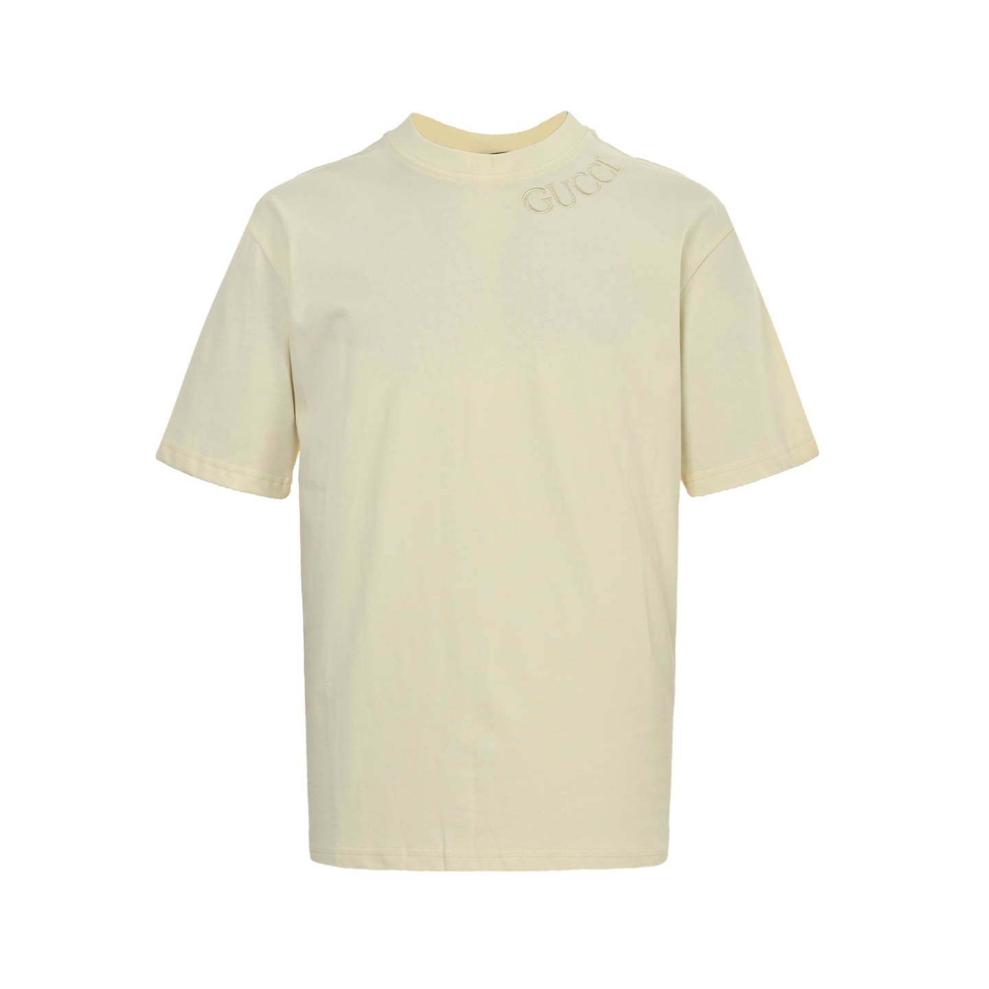 Neckline lettering embroidered T-shirt