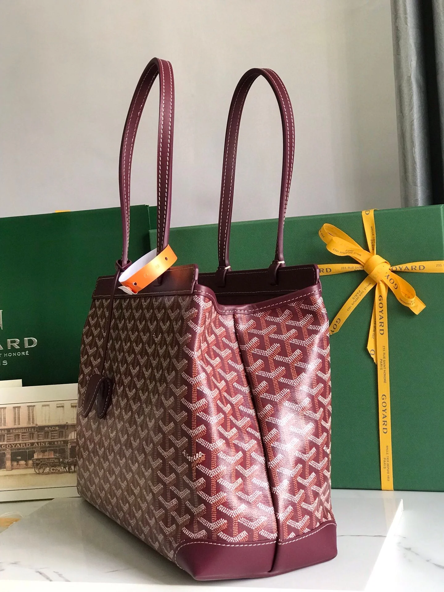 Burgundy Canvas And Calfskin Trim Bag