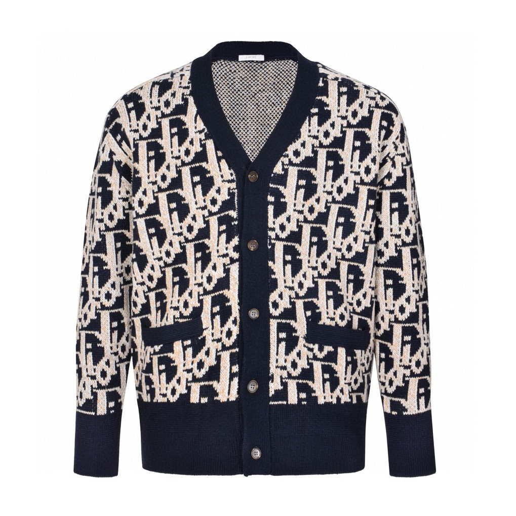 All Over Print Jacquard Cardigan Sweater