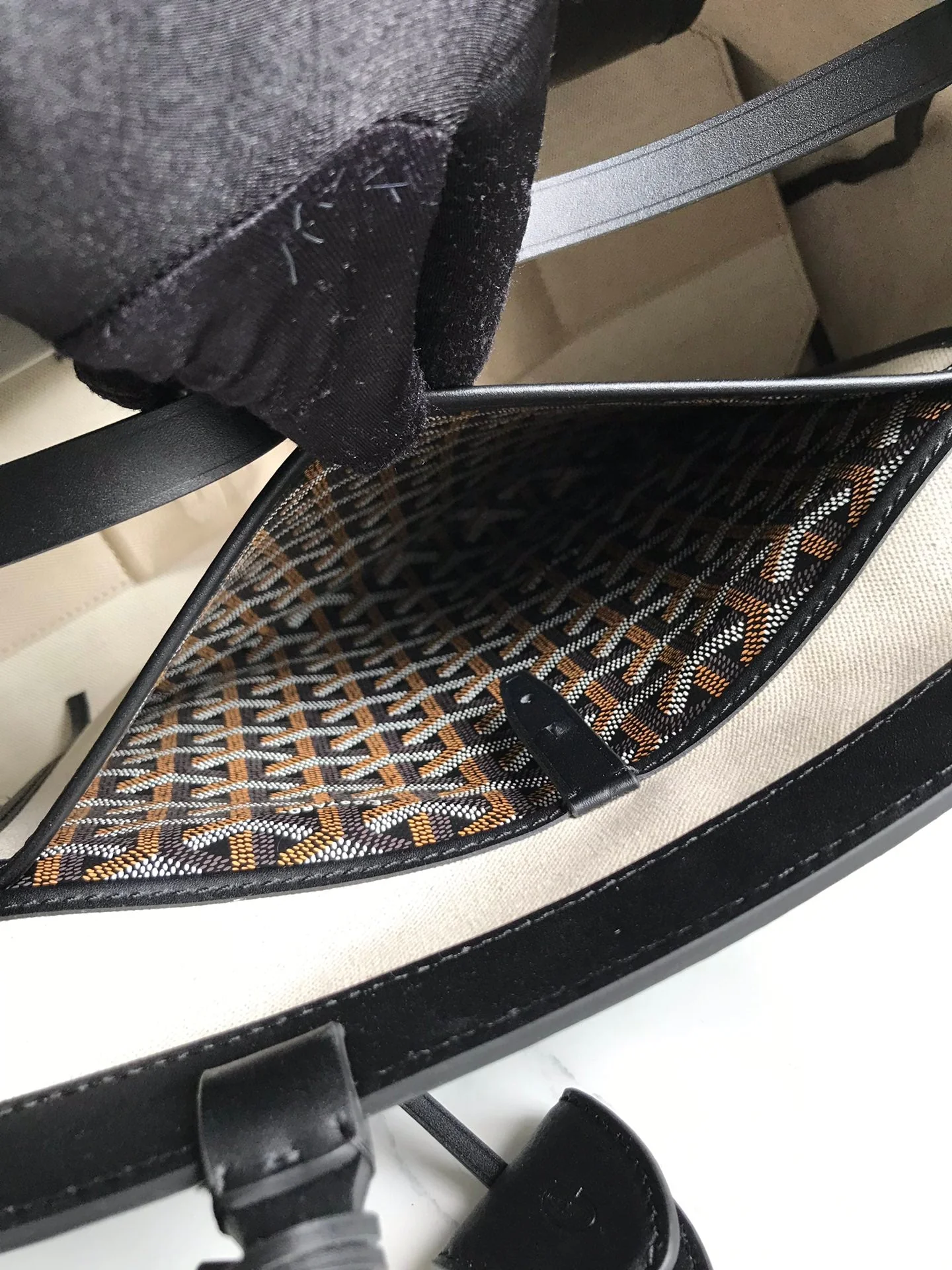 Black Canvas And Calfskin Trim Bag