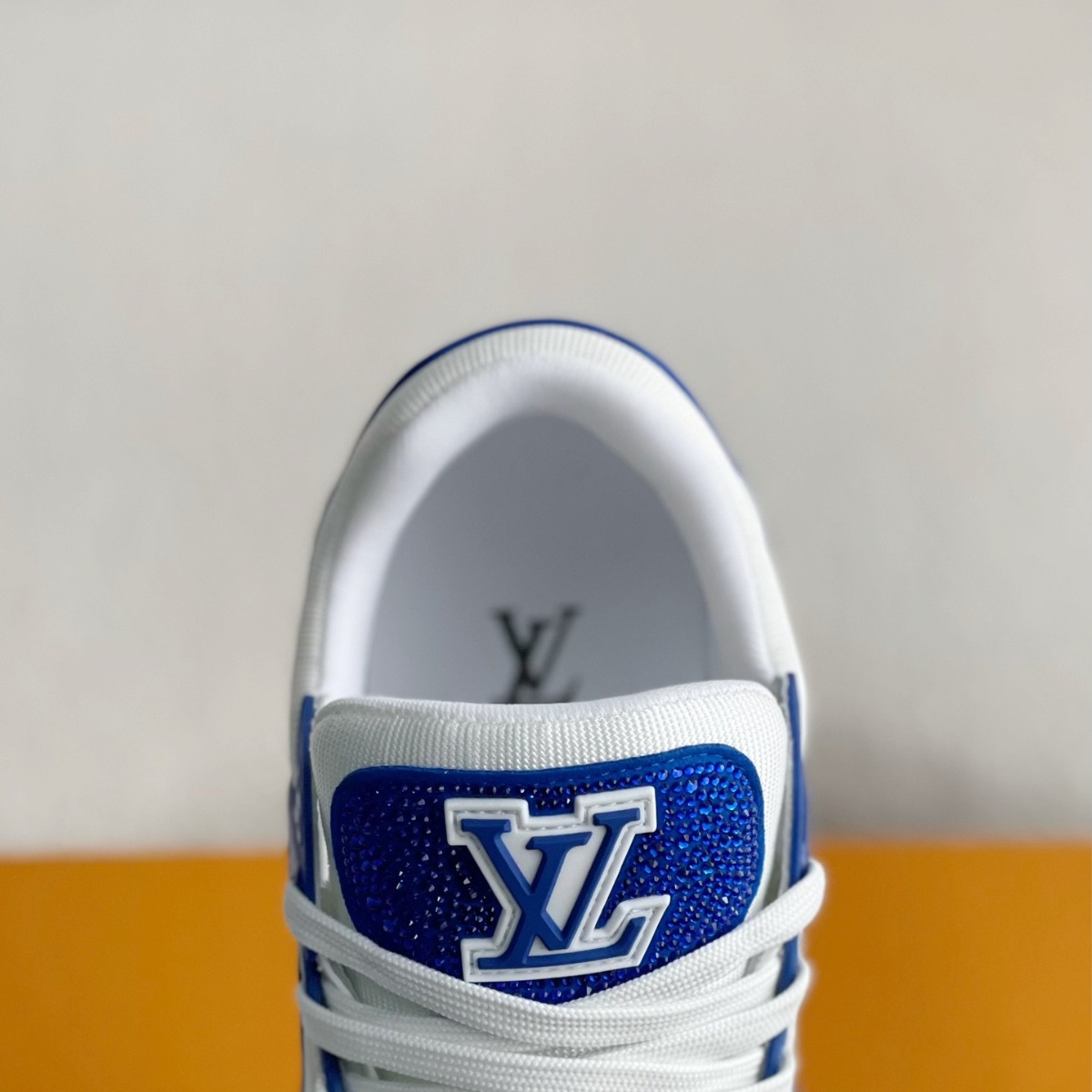 Blue and white casual sneakers