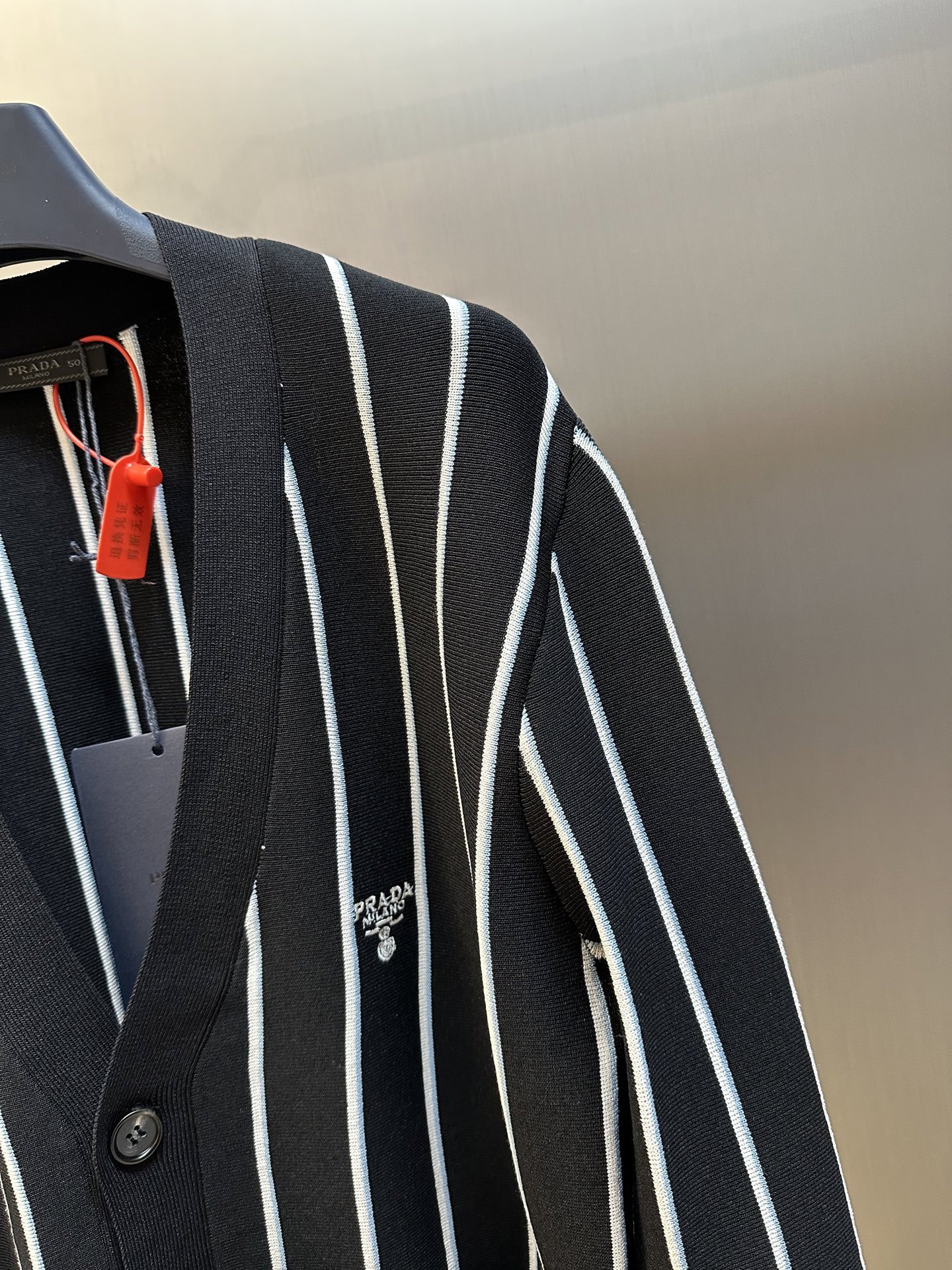 Striped embroidered cardigan sweater