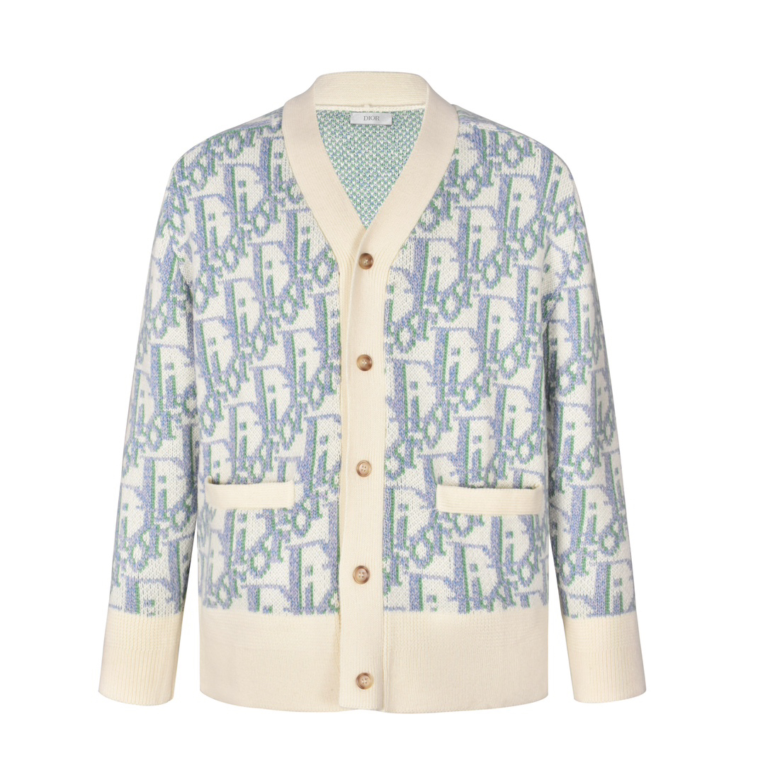 All Over Print Jacquard Cardigan Sweater