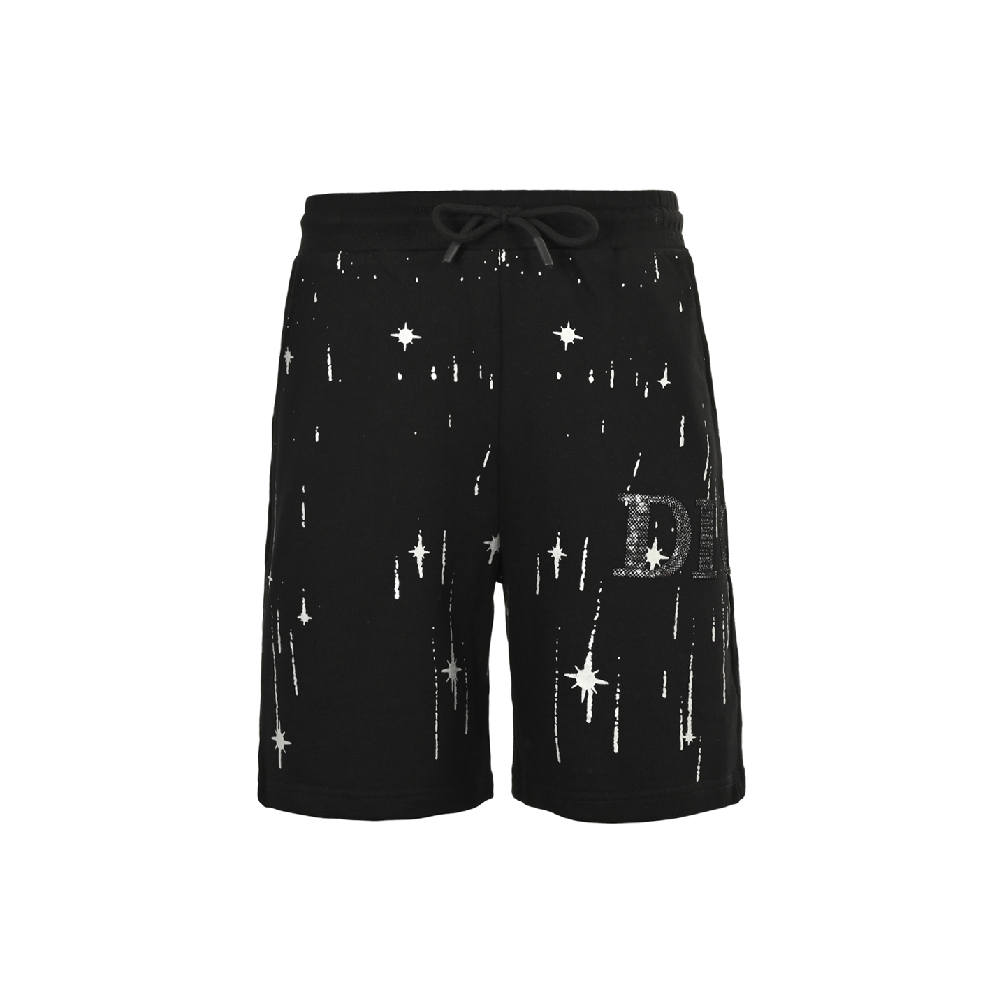 Embroidered lettering shooting star shorts