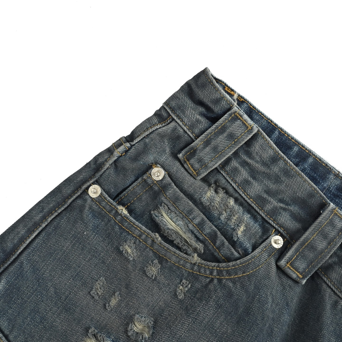 Distressed denim shorts