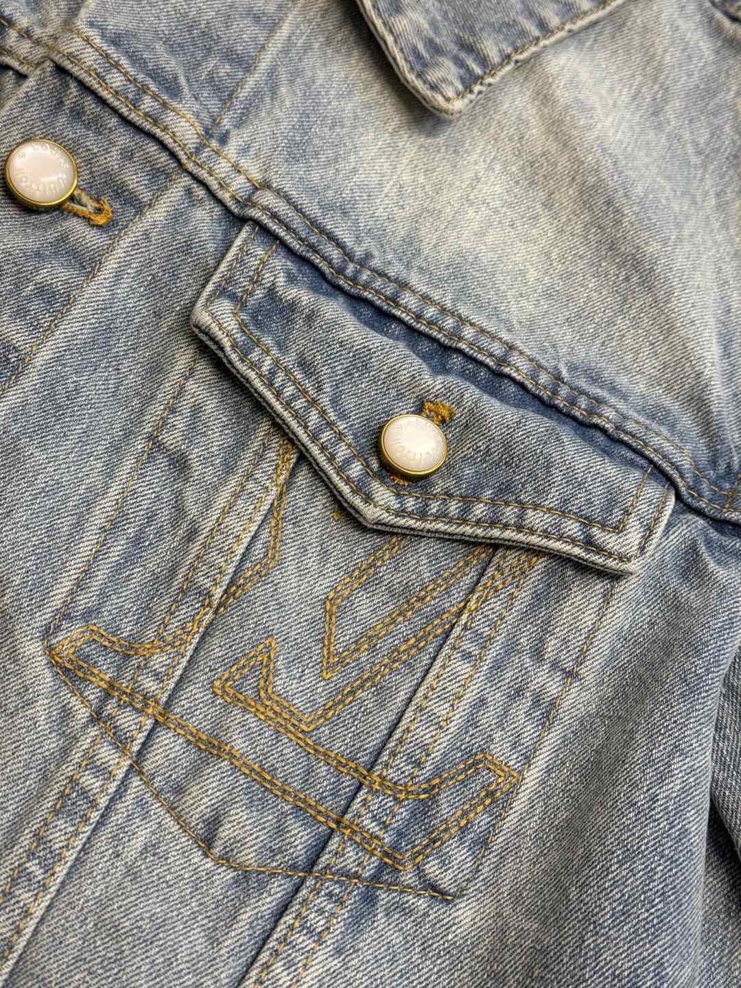 Pearlescent Button Denim Jacket