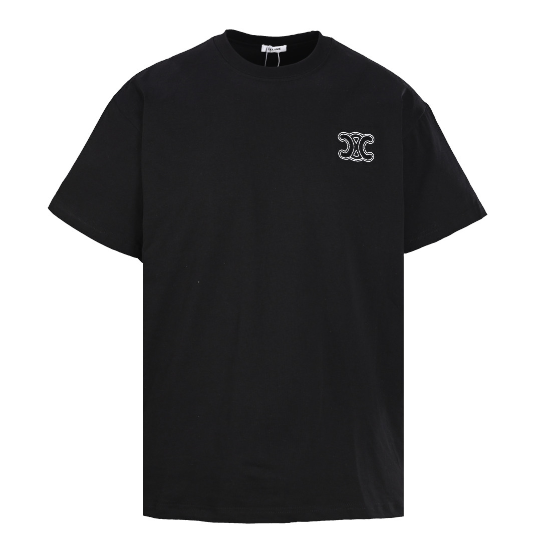 Patch embroidered short-sleeved T-shirt