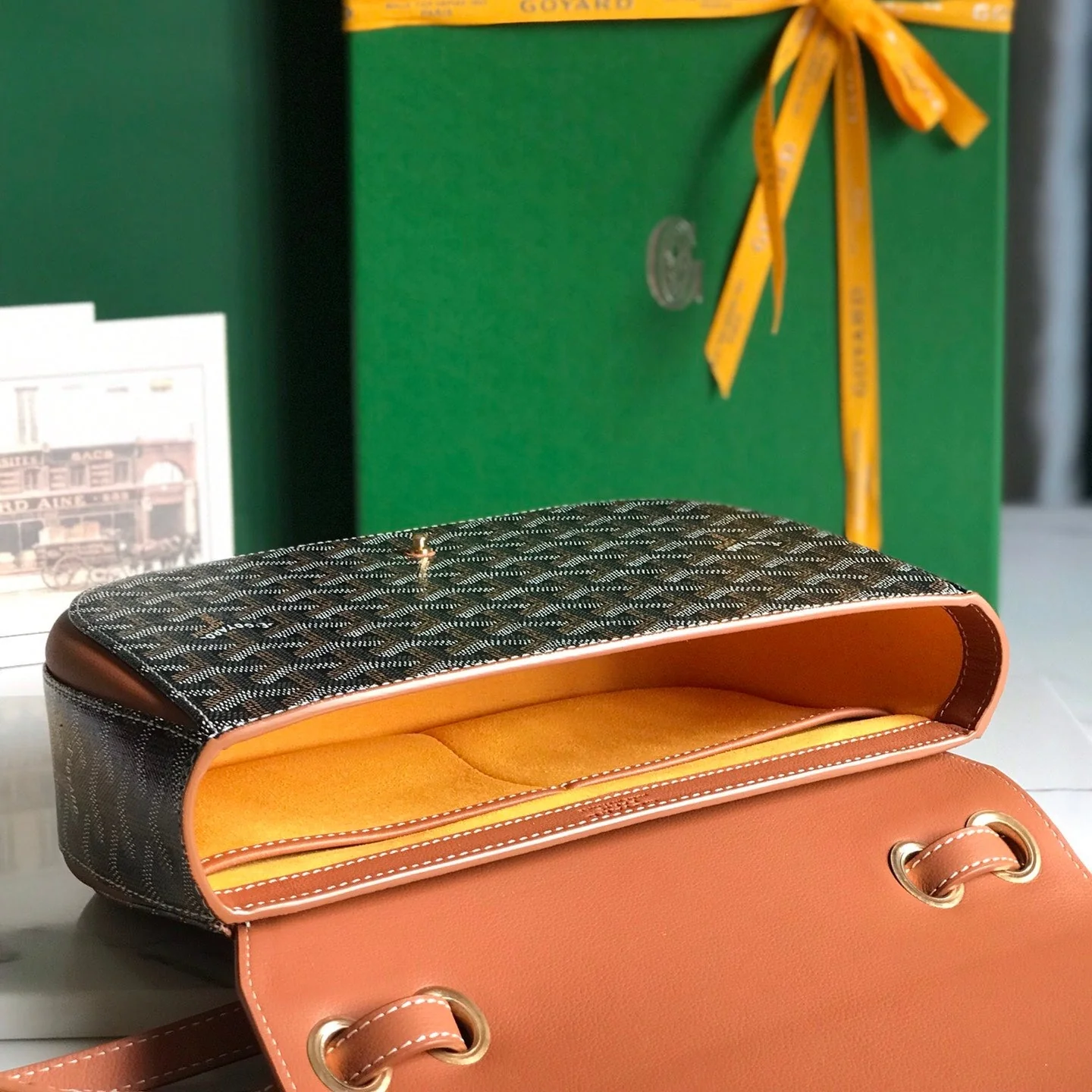 Black Tan Calfskin Canvas Bag