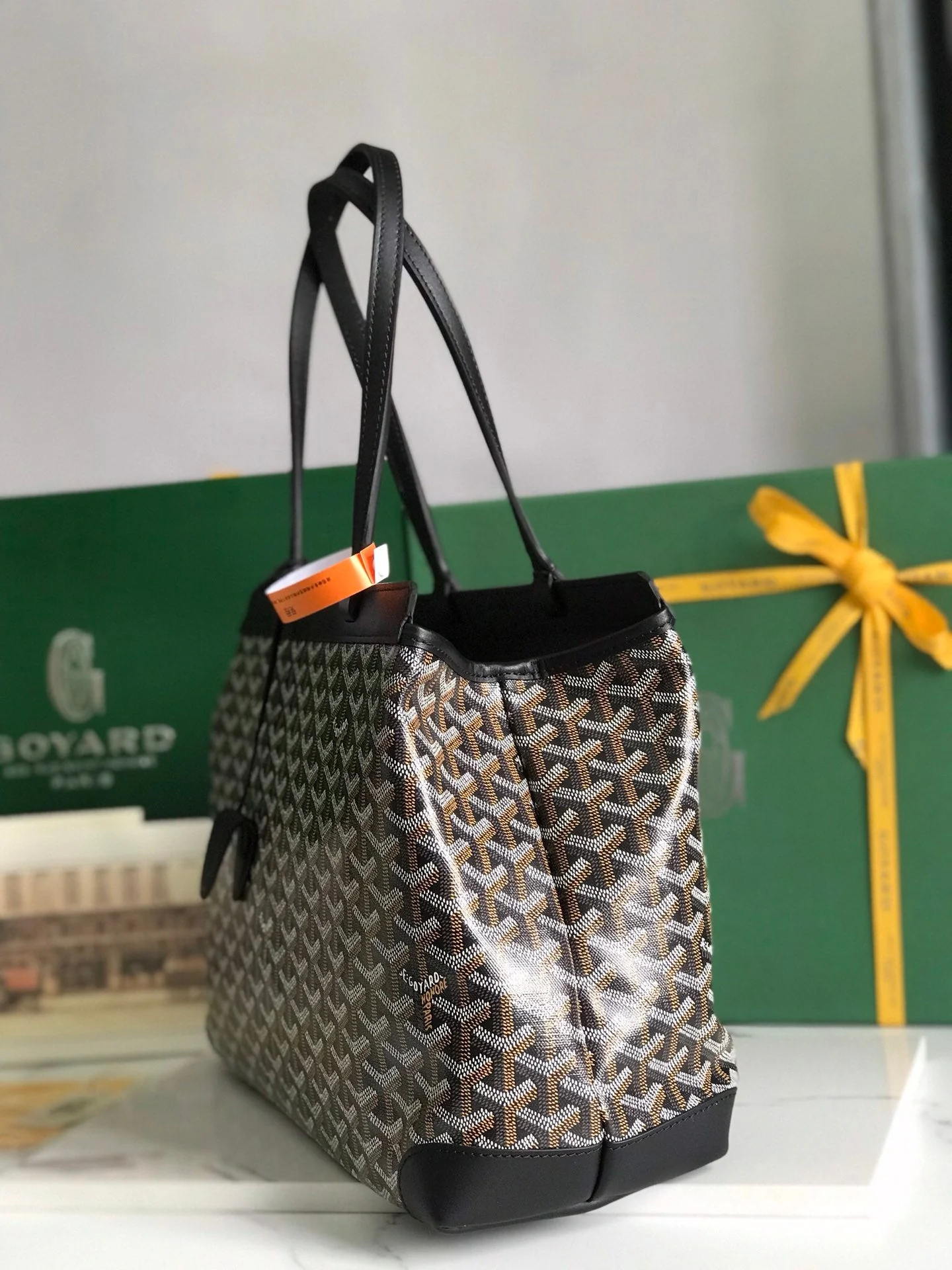 Black Canvas And Calfskin Trim Bag