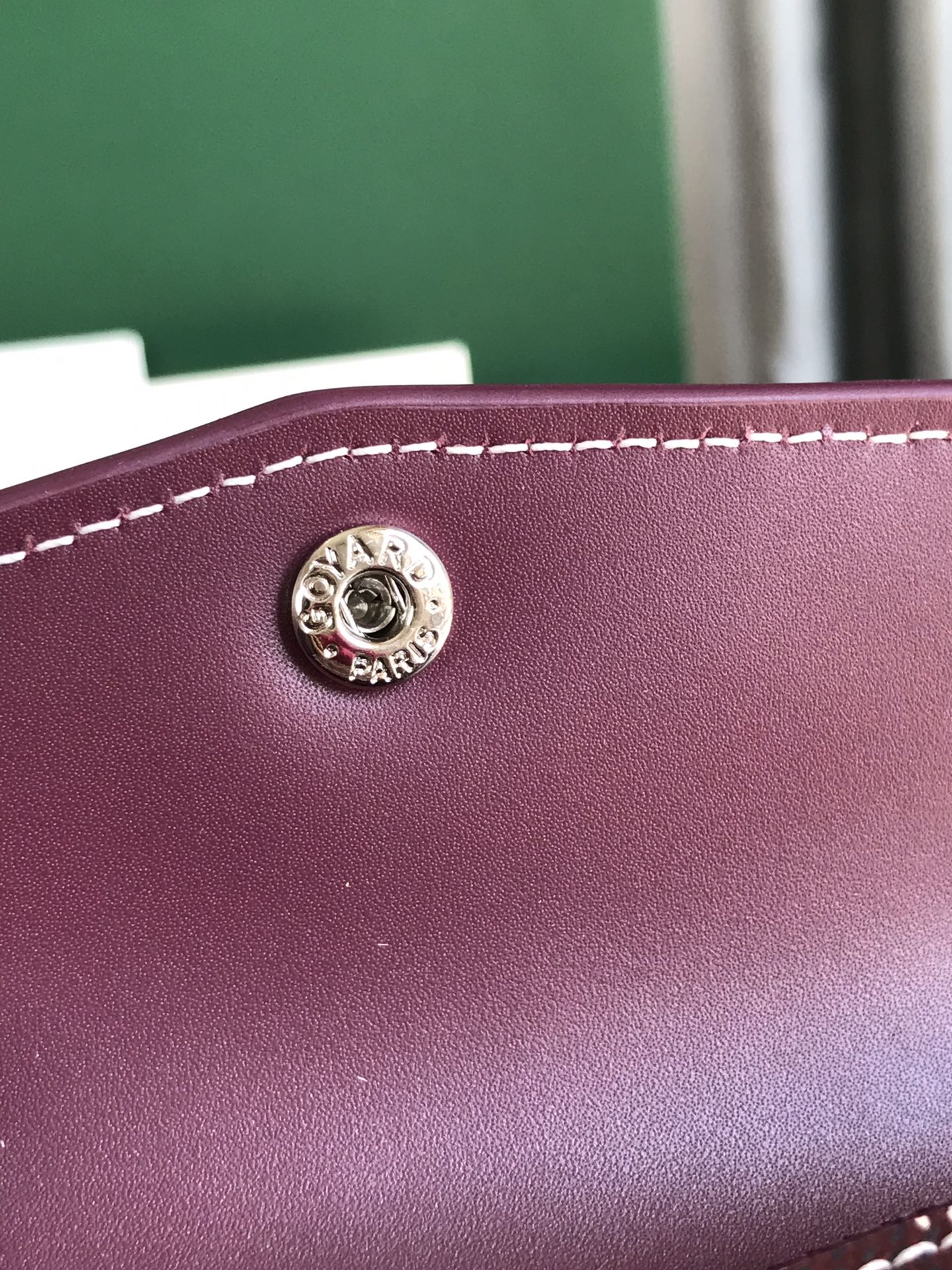 Burgundy Calfskin Canvas Card Holder