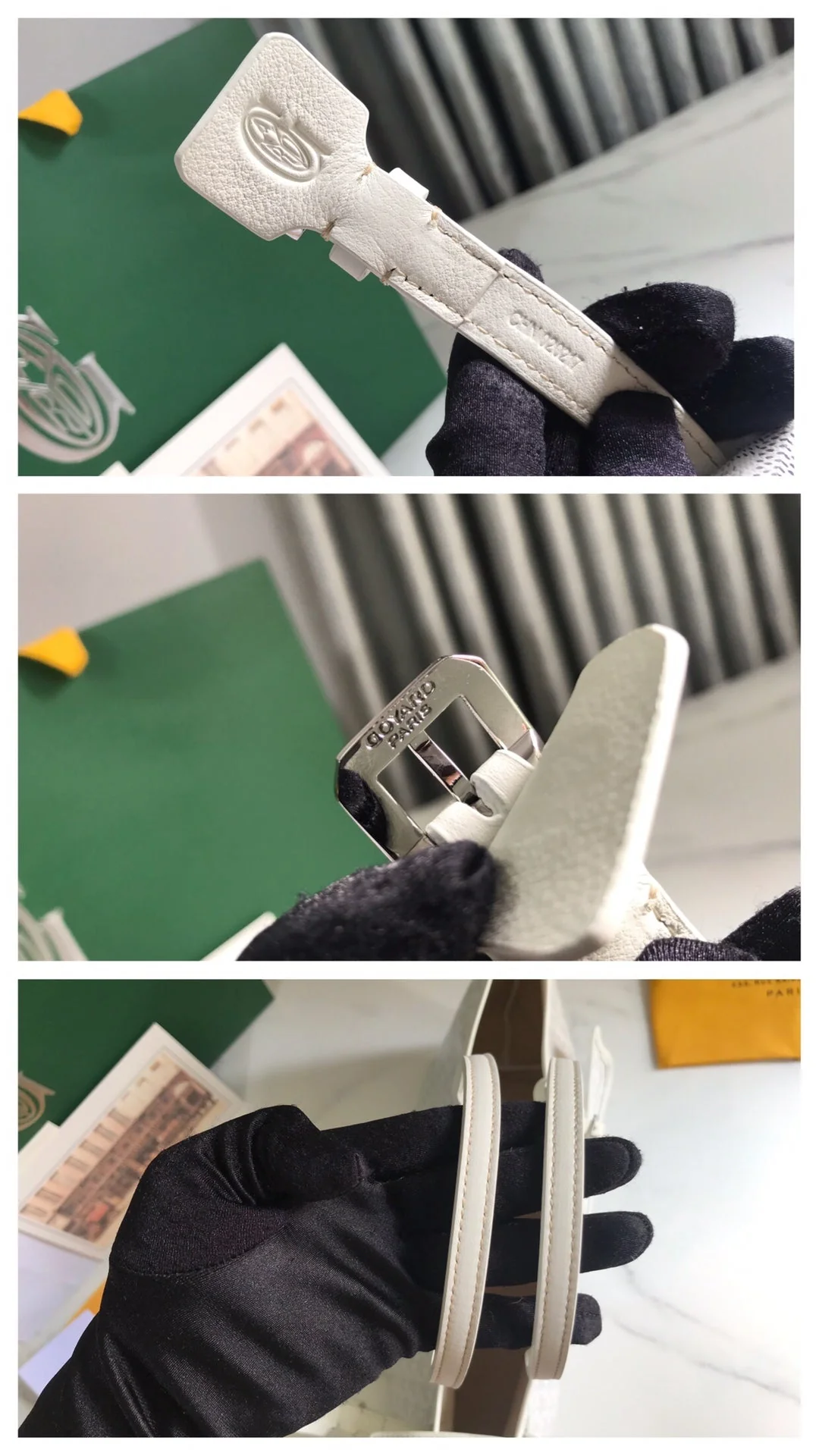 White Canvas Calfskin Trim Bag