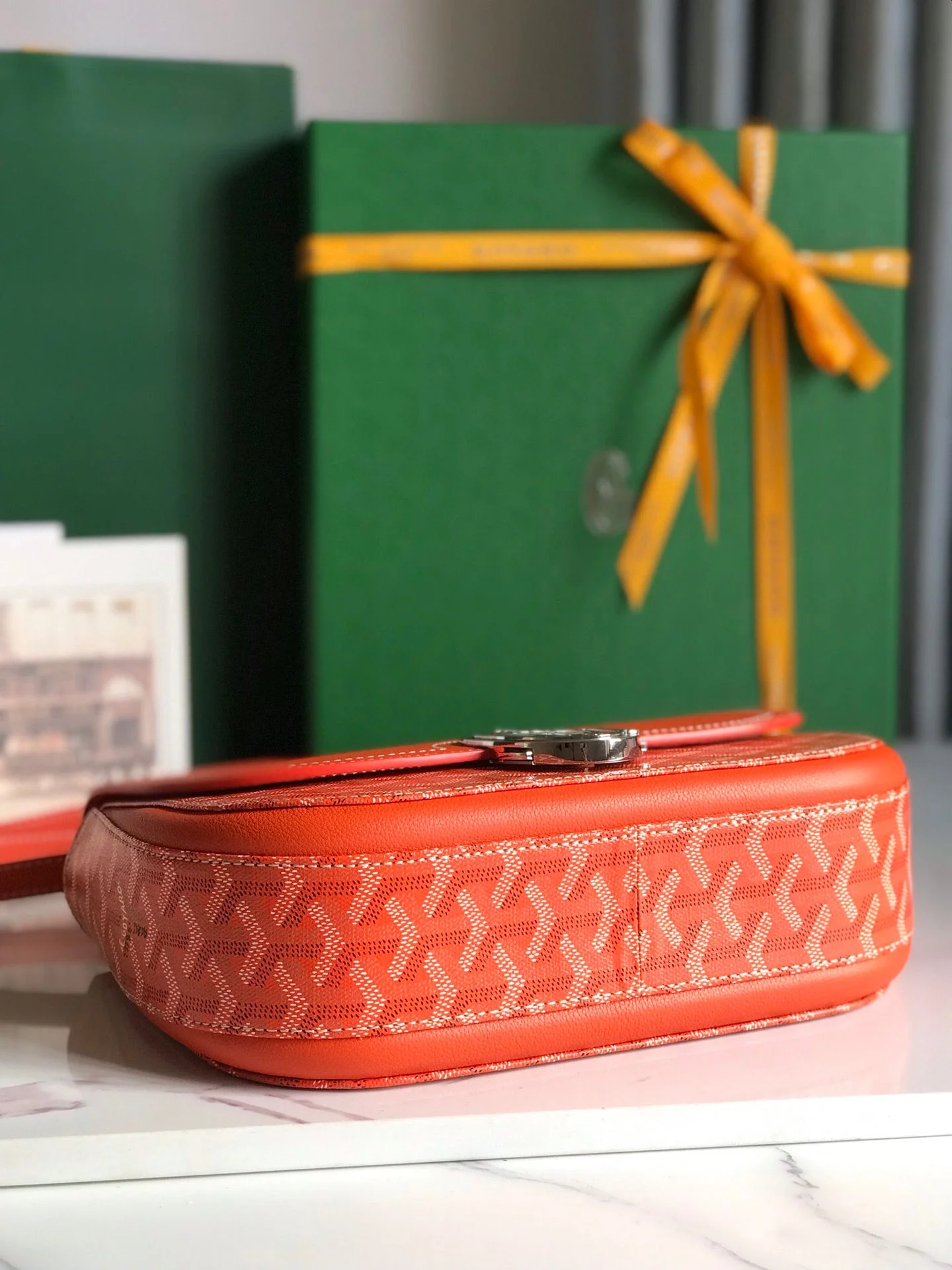 Orange Calfskin Canvas Bag