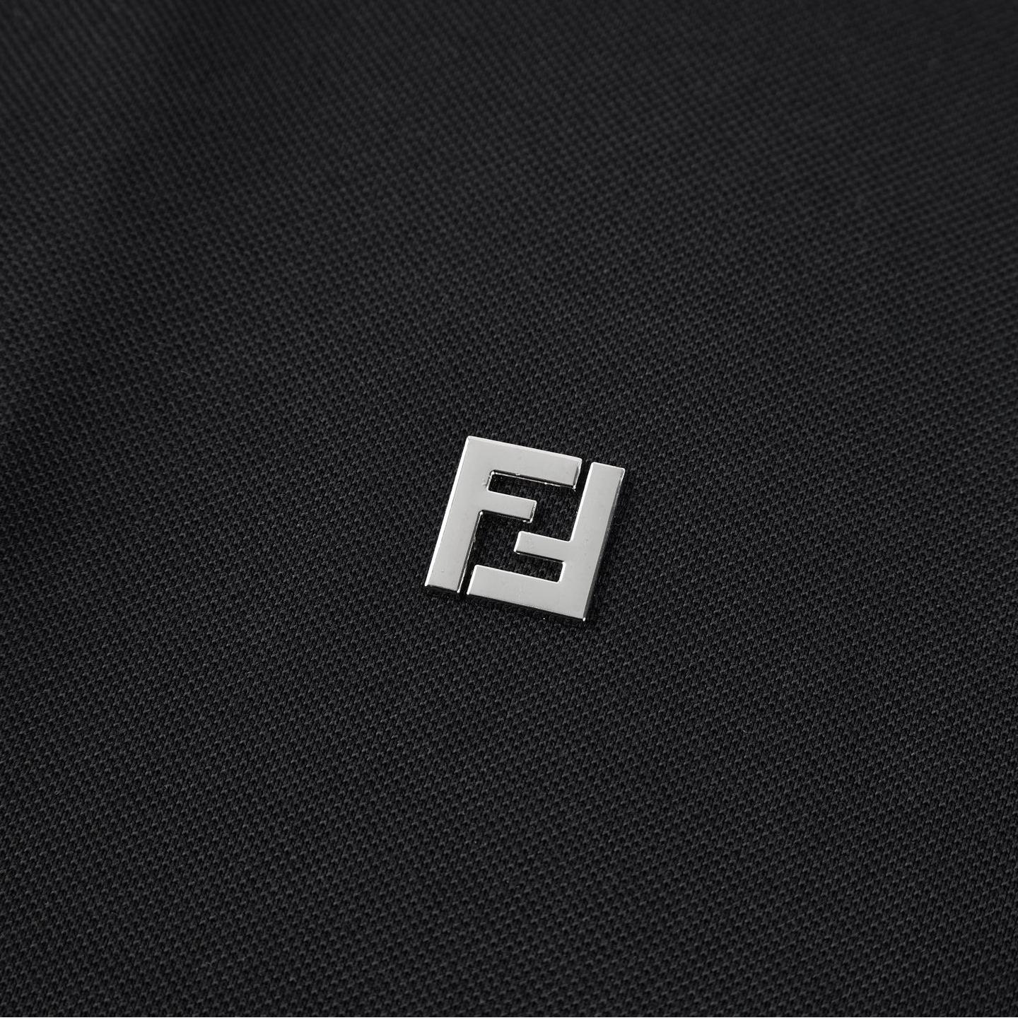 Fendi black lapel polo shirt
