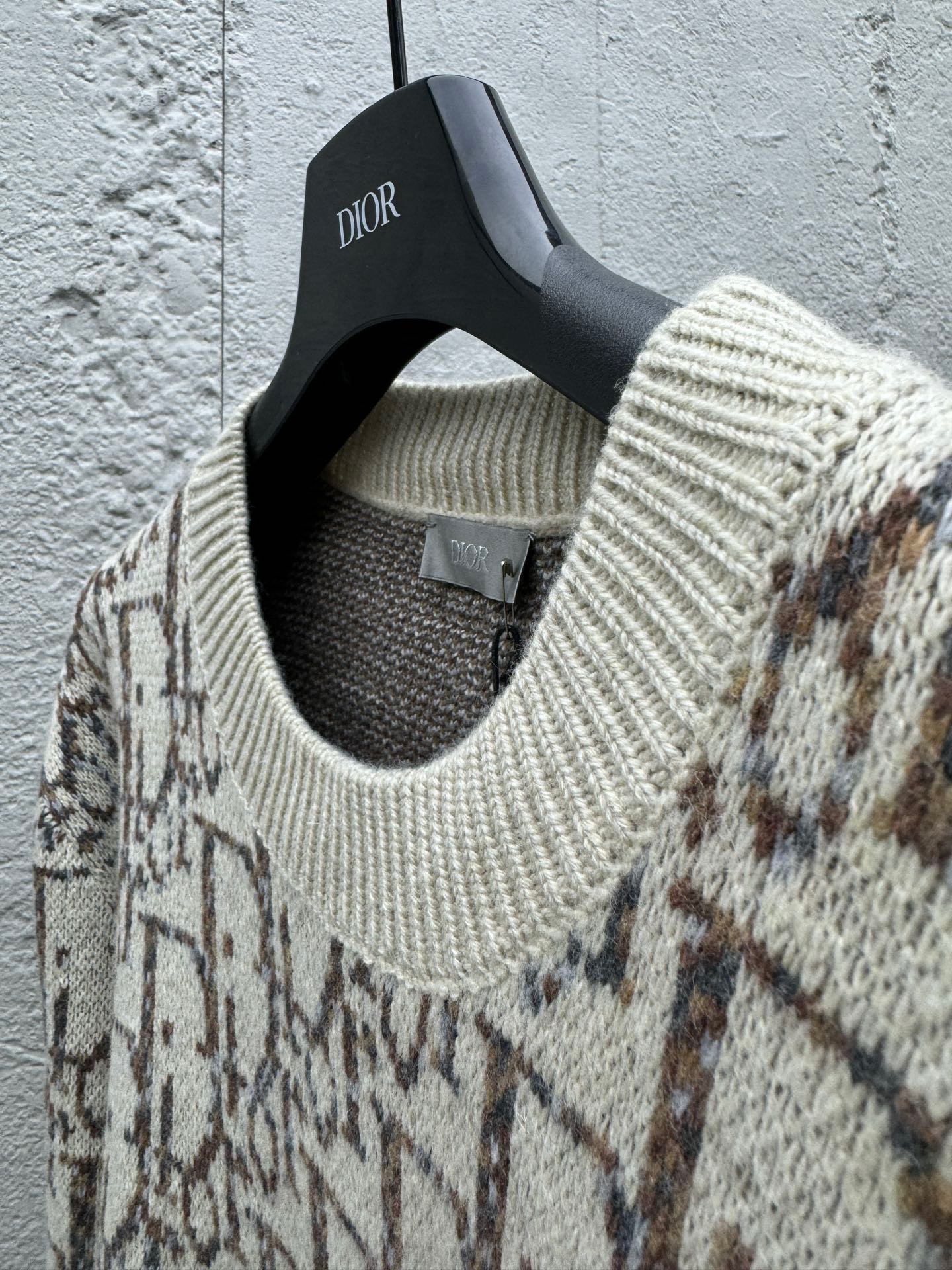Wool Sweater With Lettering Jacquard