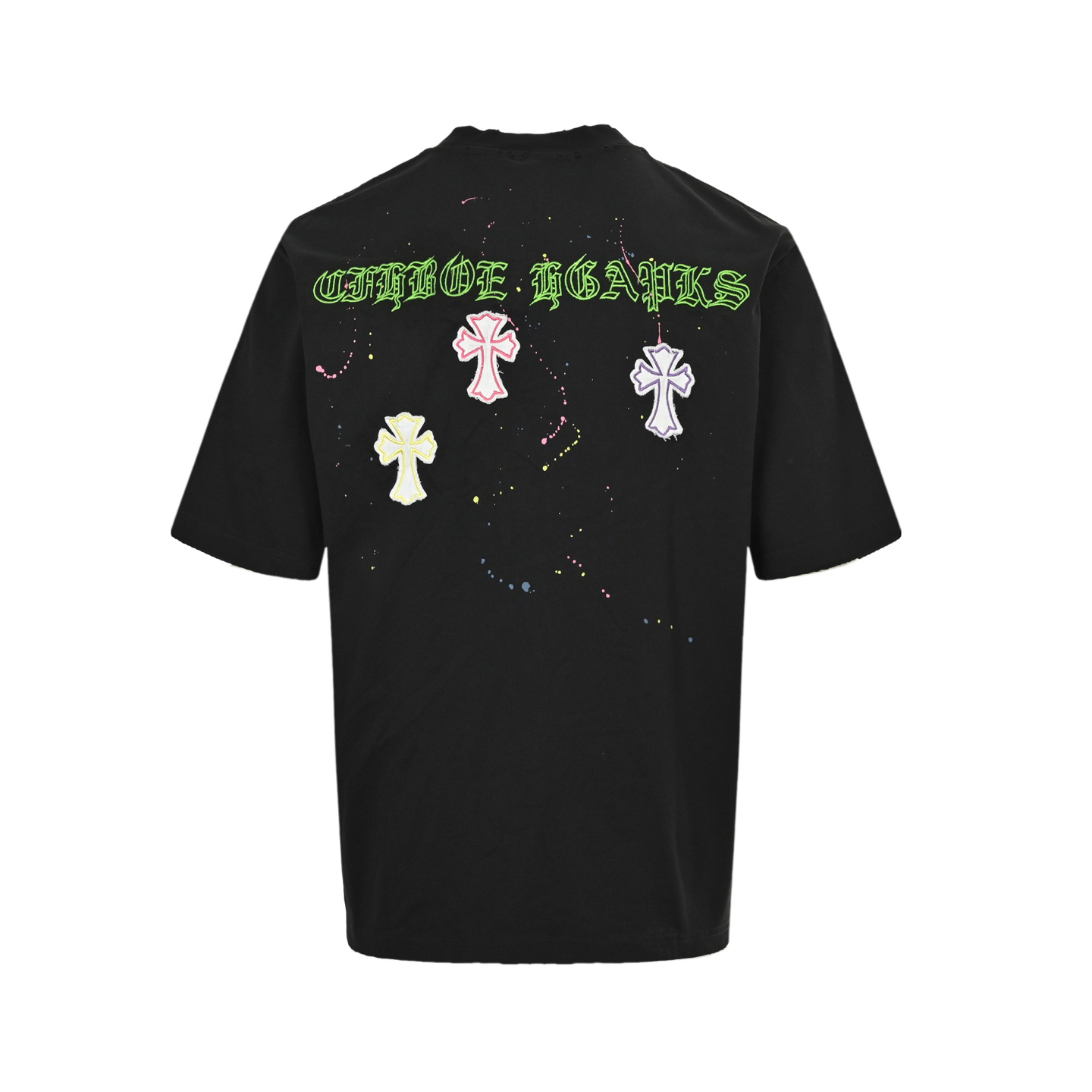 Graffiti cross patch embroidered washed short sleeves