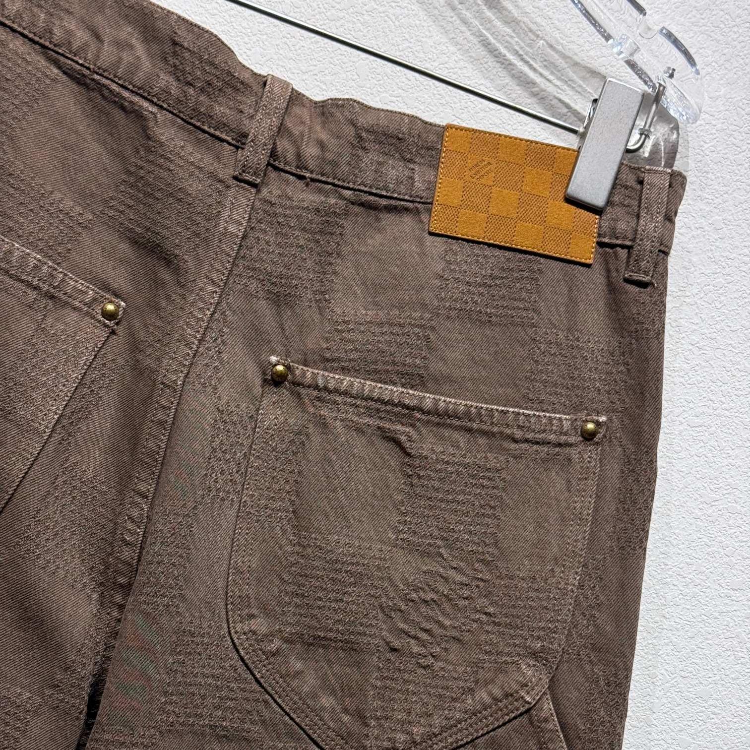 Checkered Denim Shorts