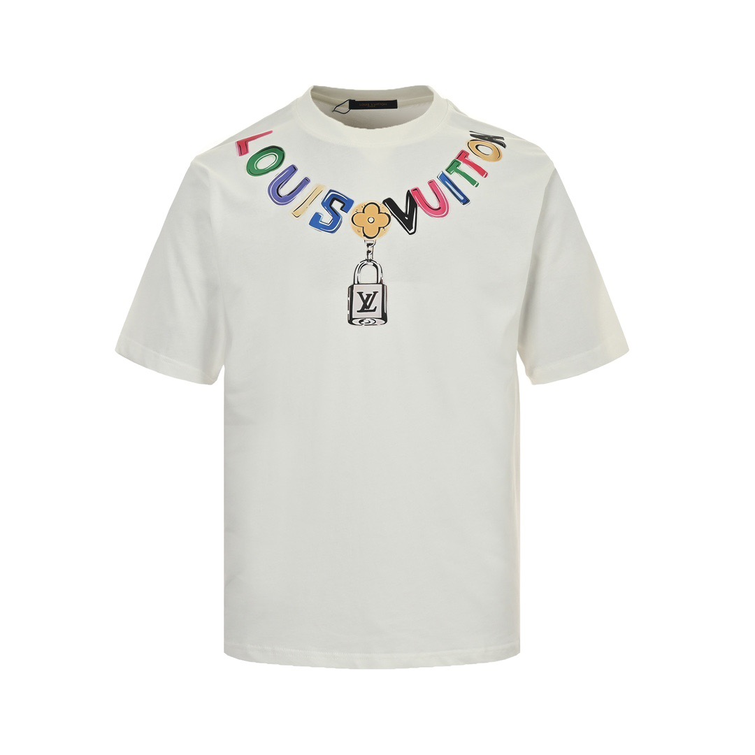 24ss Colorful necklace pendant short-sleeved T-shirt