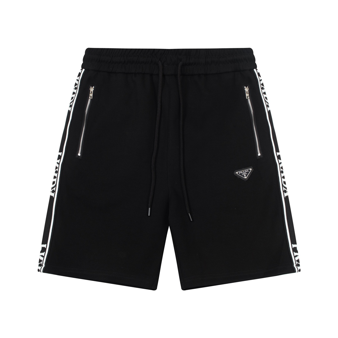 Silver triangle logo zipper shorts