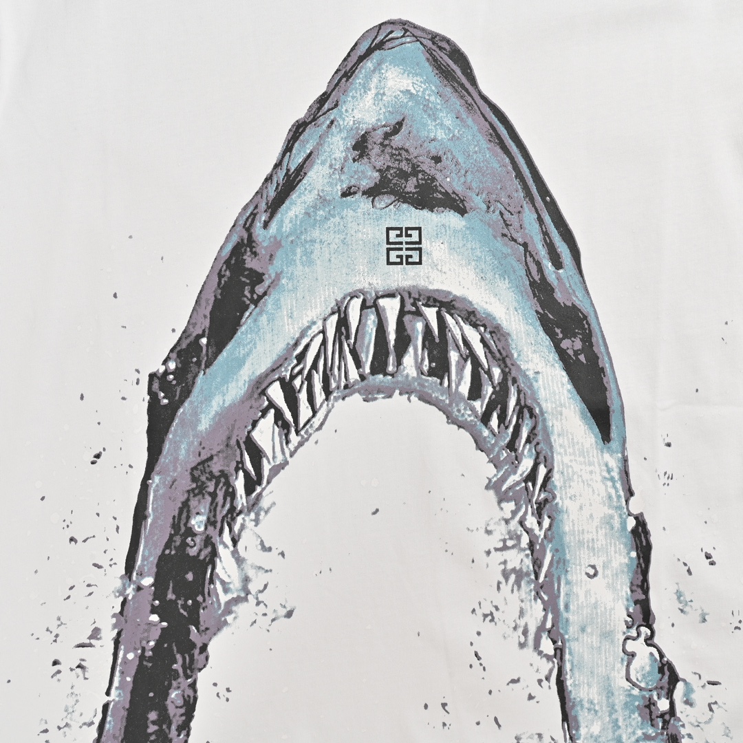 Shark print short-sleeved T-shirt