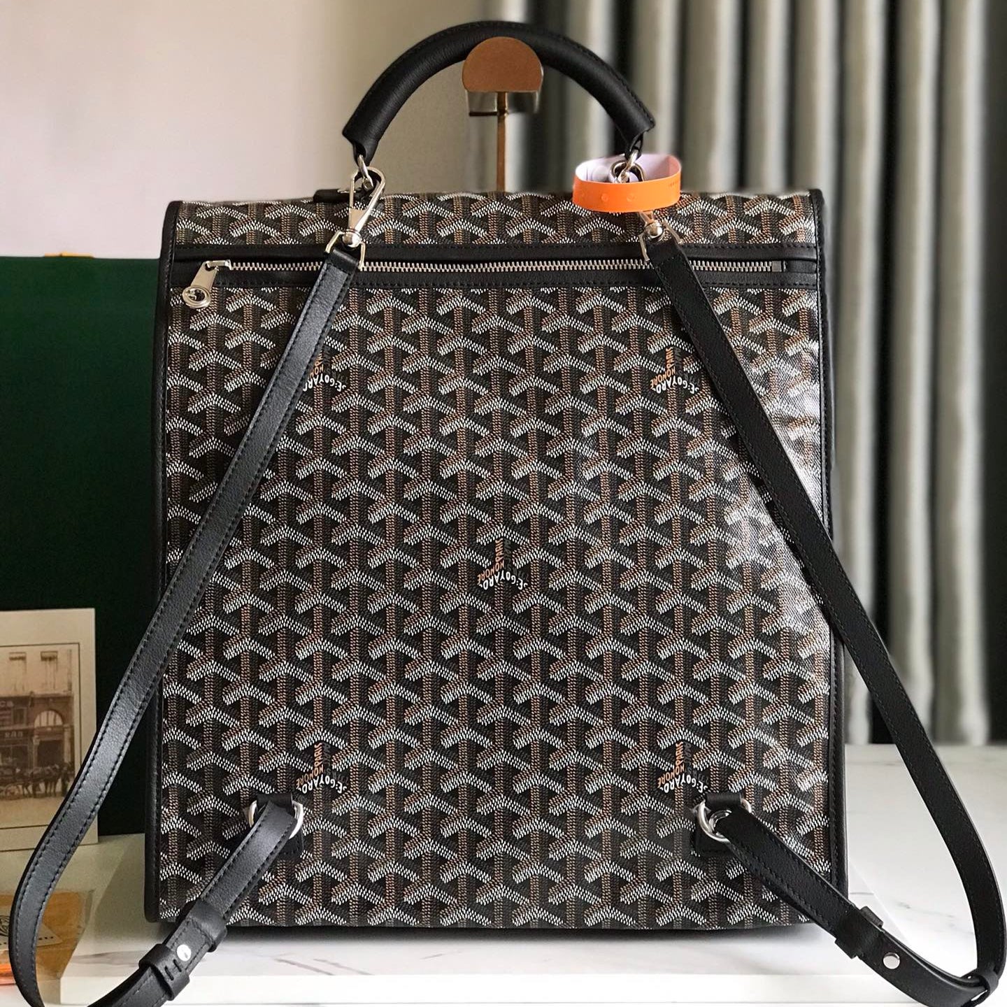 Brown foldable backpack