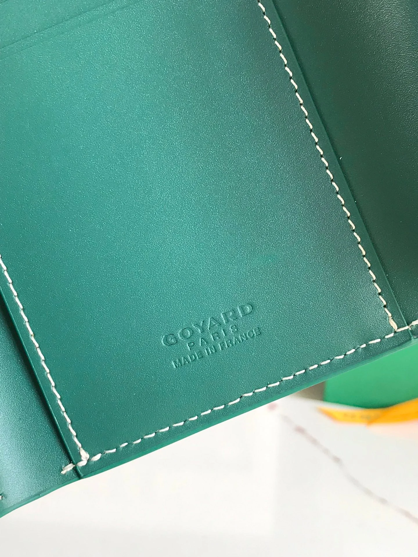 Green Calfskin Canvas Card Holder