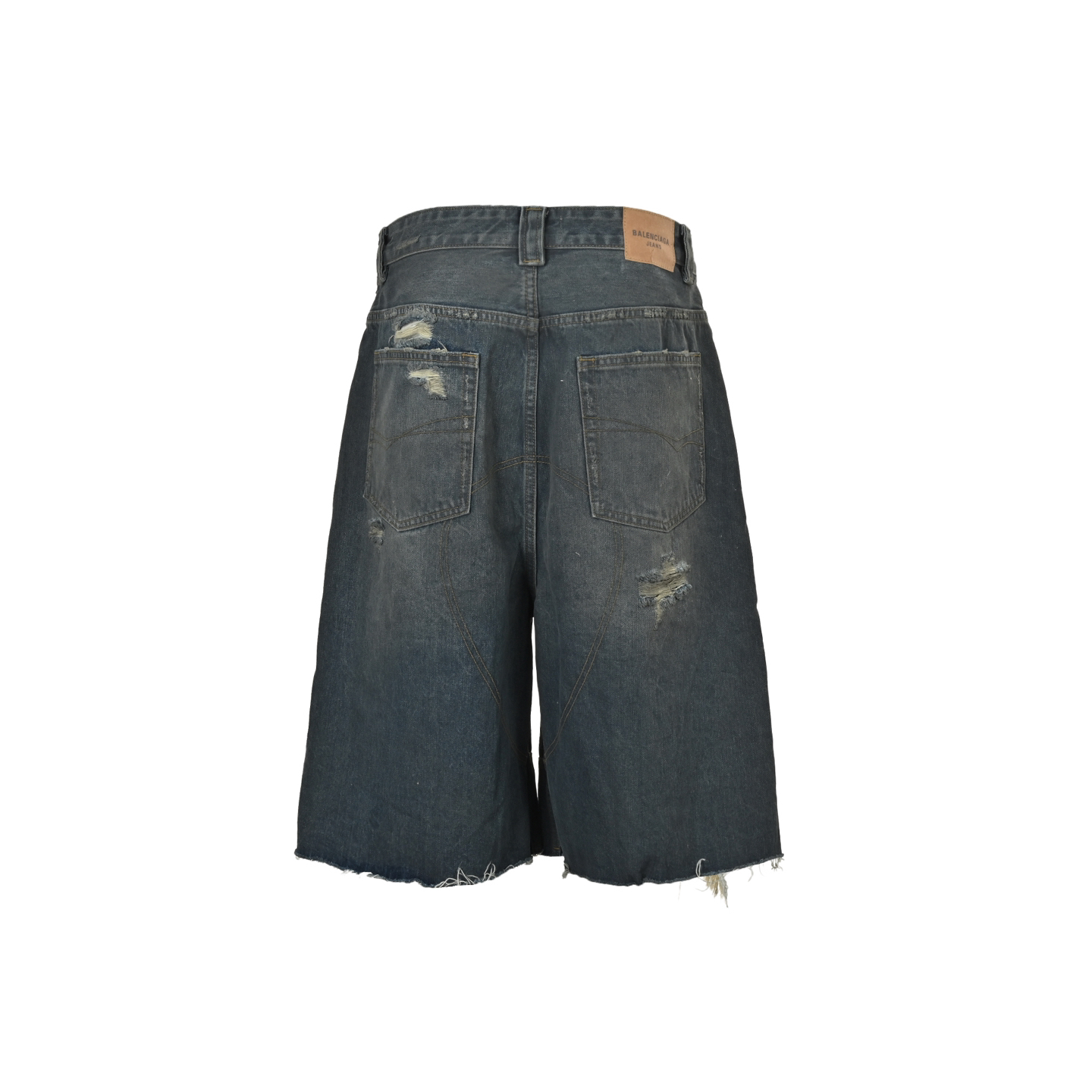 Distressed denim shorts