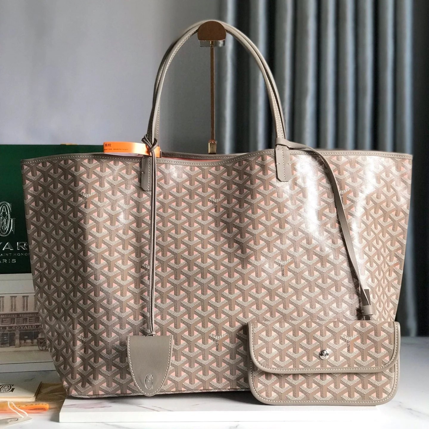 Grey and Pink Canvas Bag