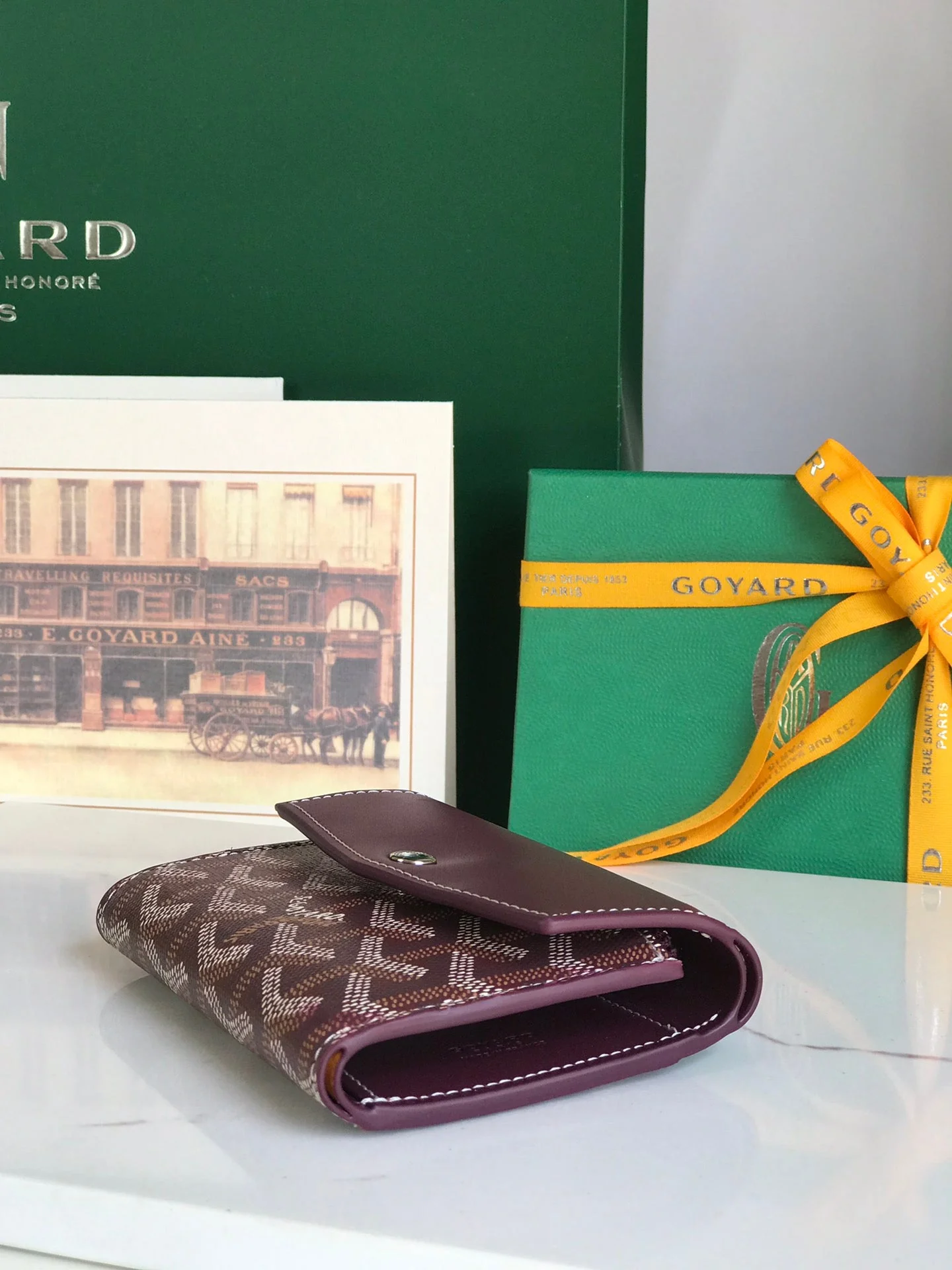 Burgundy Calfskin Canvas Card Holder