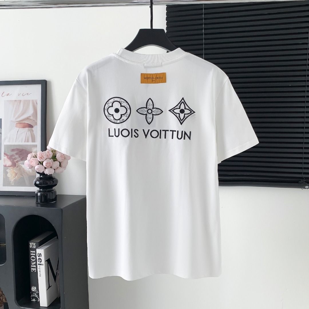 2025ss embroidered letter short sleeves