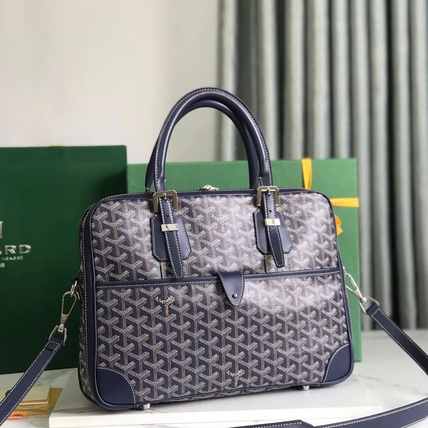 Navy Blue Canvas Document Bag