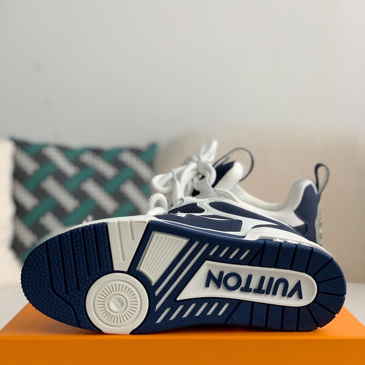 Navy and white sneakers