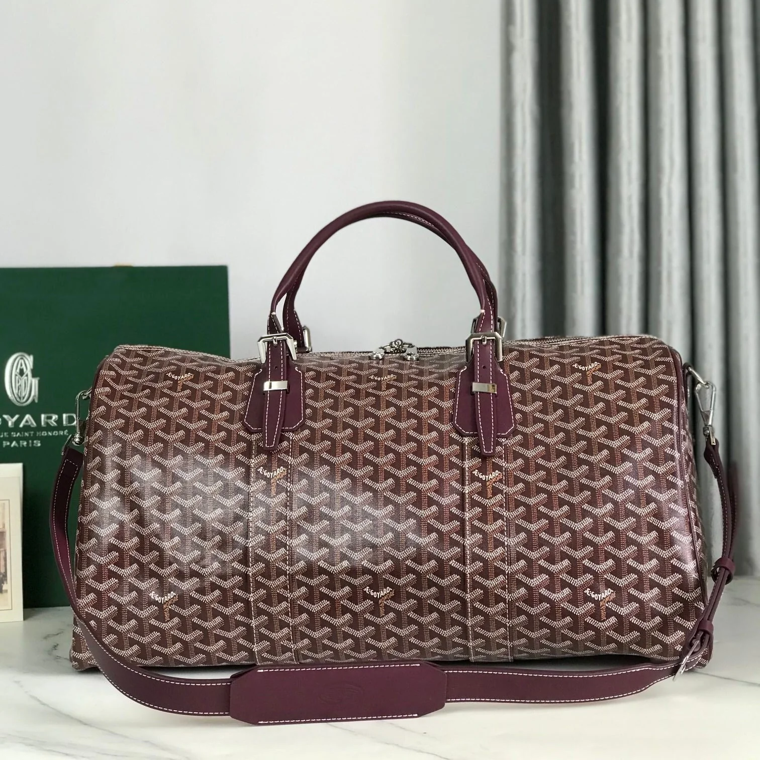 50 BAG IN WINE RED CANVAS AND CALFSKIN TRIM